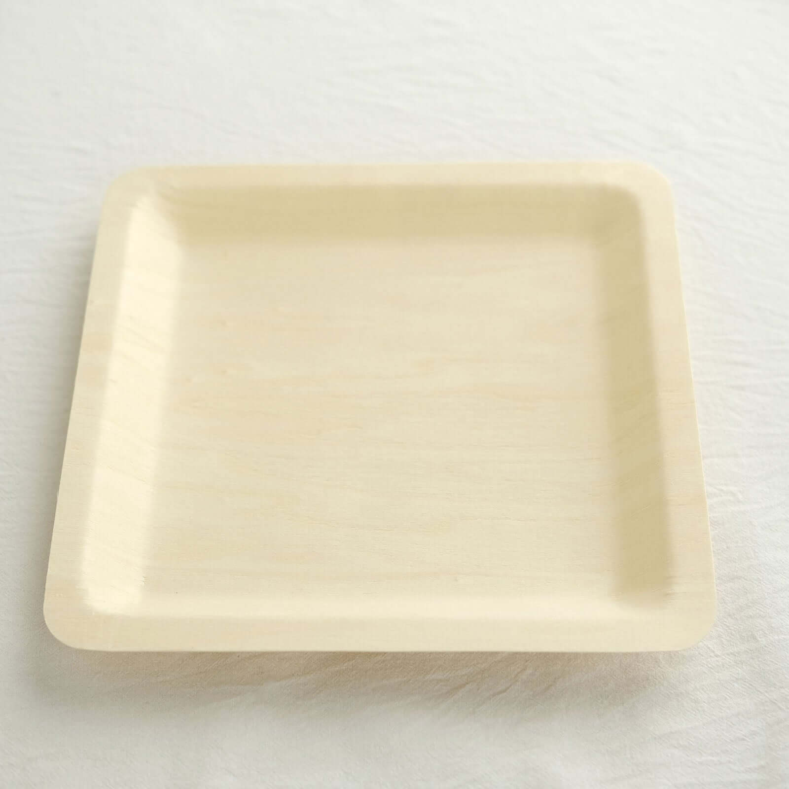 25-Pack Poplar Wood 9" Square Dinner Plates - Natural Eco Friendly Wooden Disposable Plates for Farmhouse-Style Events, Parties & Gatherings