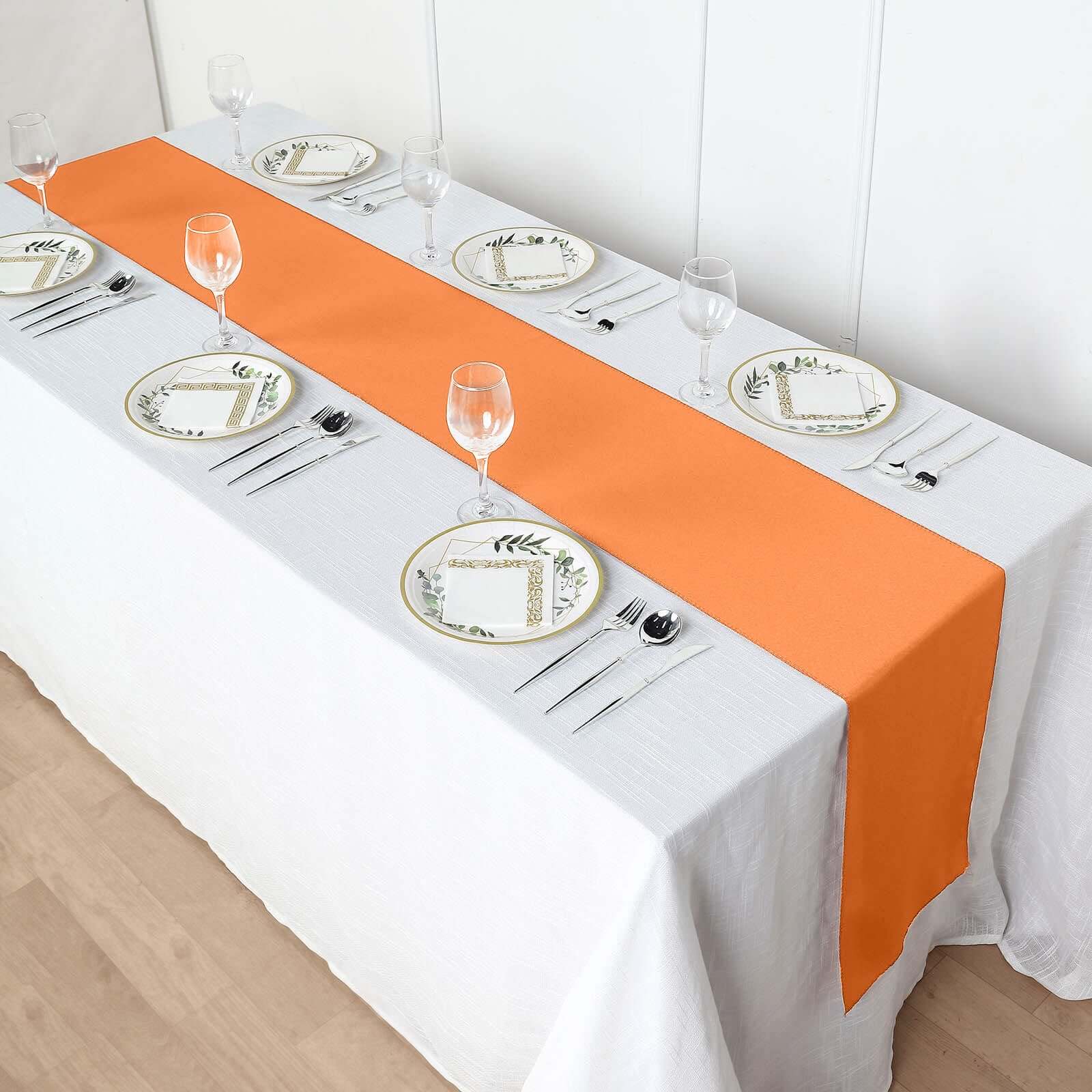 Polyester 12"x108" Table Runner Orange - Durable & Wrinkle-Resistant Table Decor