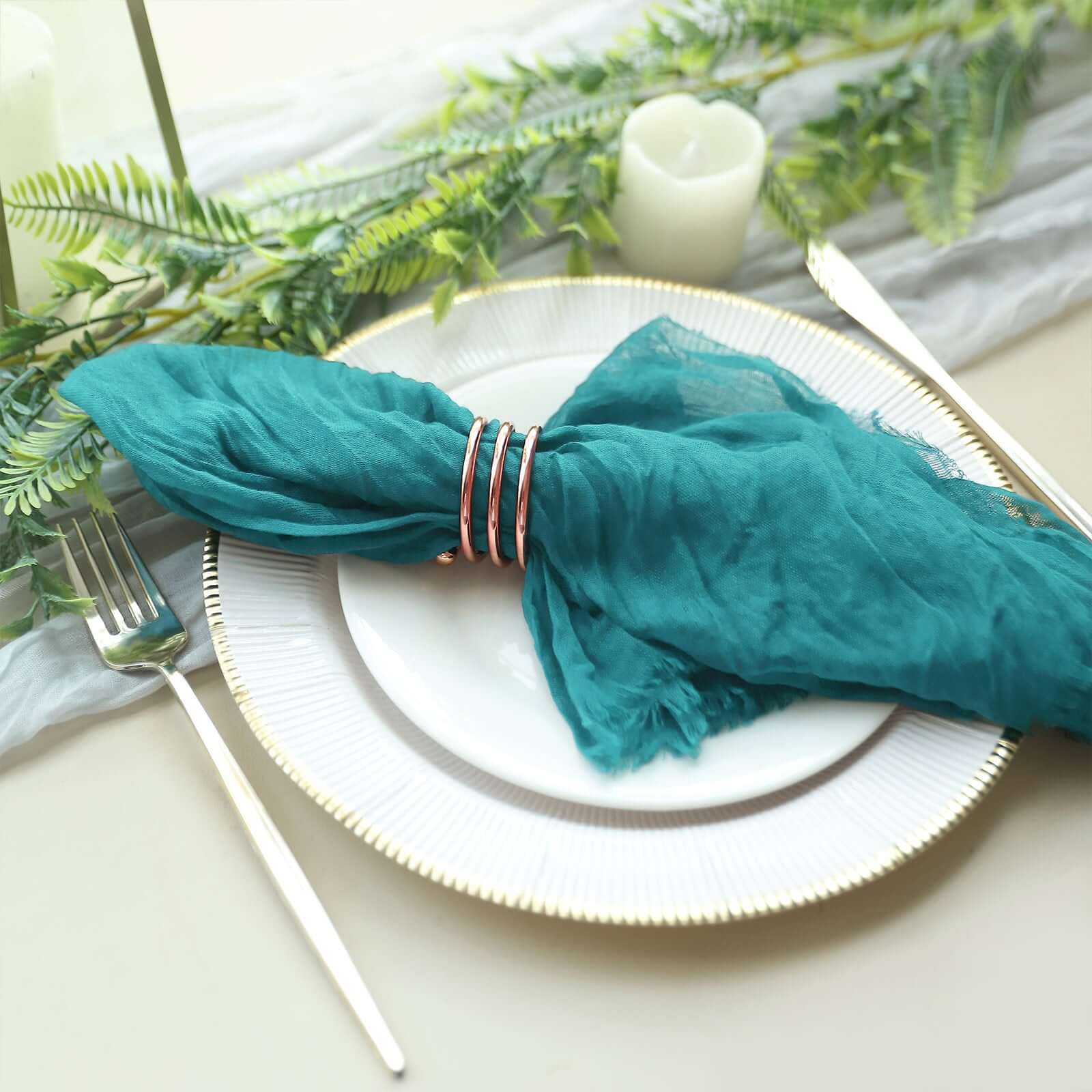 5 Pack Gauze Cheesecloth 24"x19" Napkins Peacock Teal Reusable Dinner Napkins