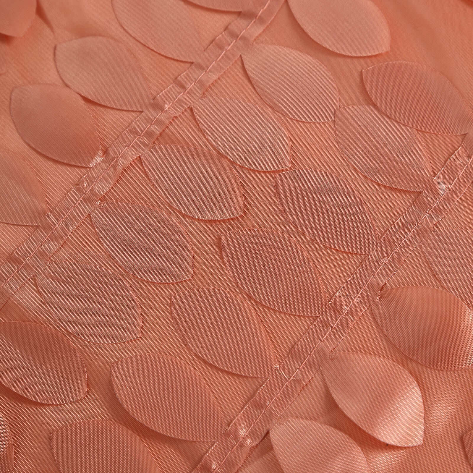 Taffeta 132" Round Tablecloth Terracotta (Rust) Leaf | 3D Leaf Petal Design Seamless Table Cover