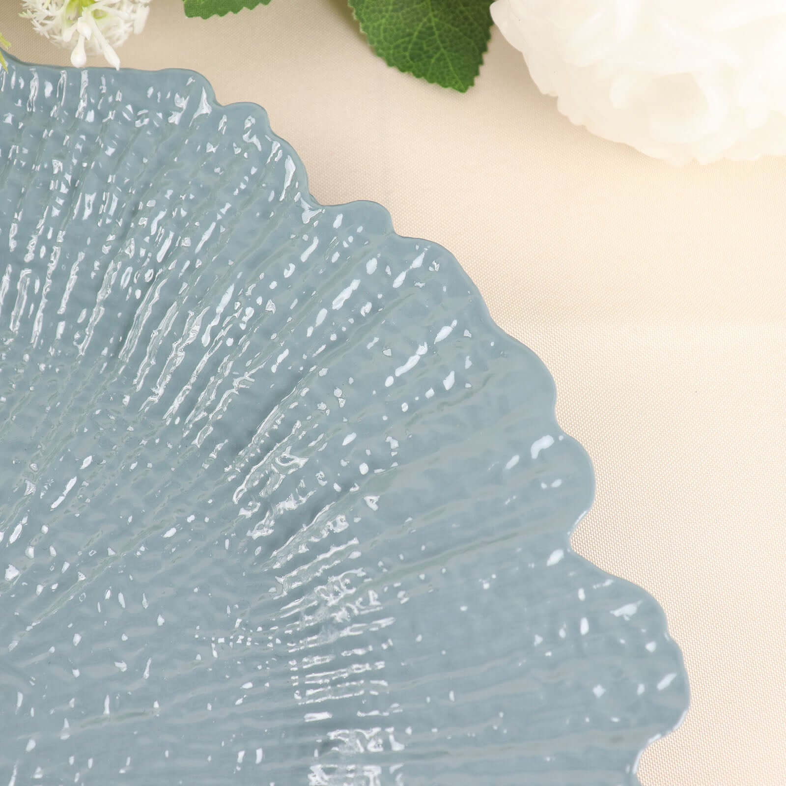 6-Pack Acrylic Plastic Round Charger Plates 13" in Dusty Blue with Reef Design, Dinner Charger Tableware
