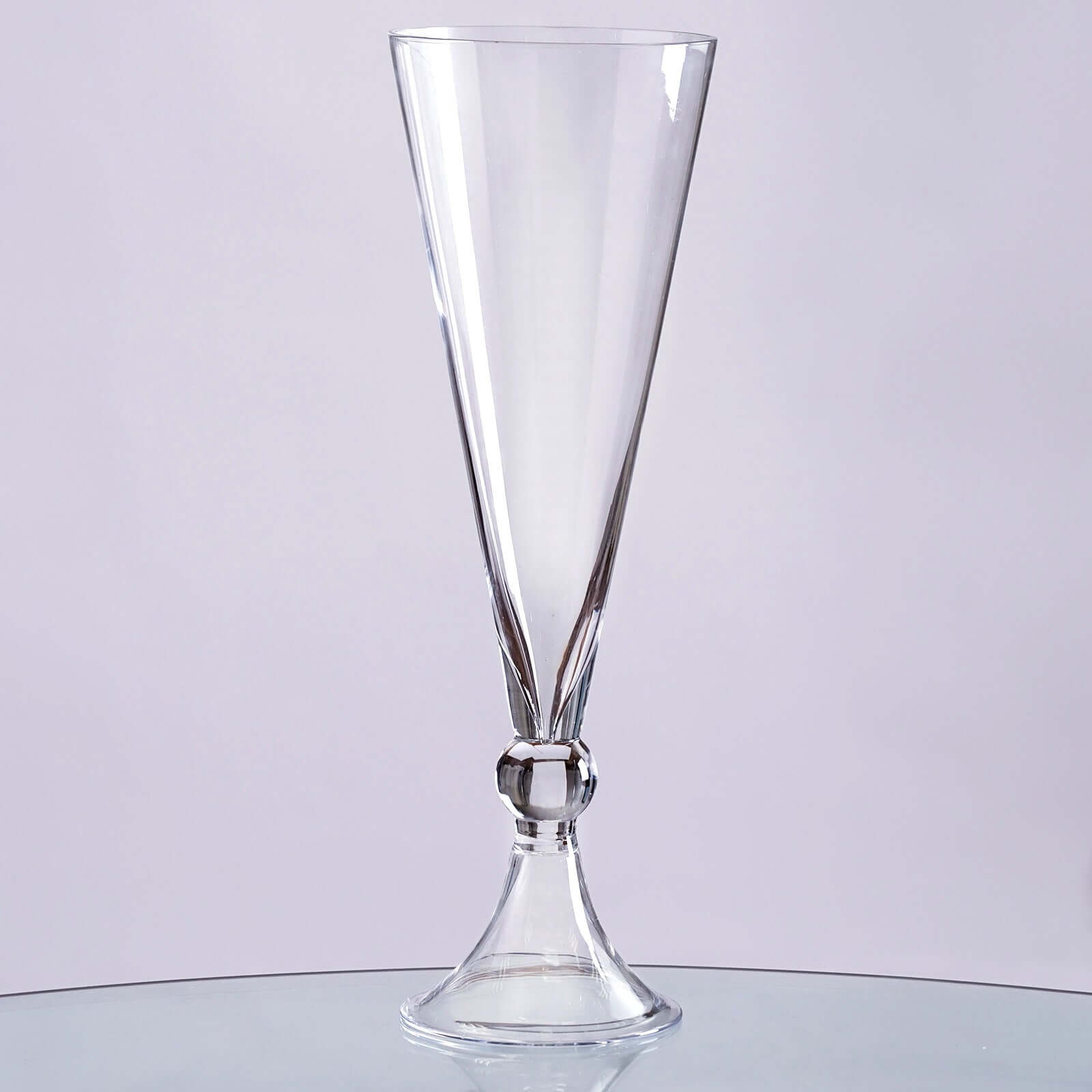 4-Pack Glass Trumpet Vases Reversible Crystal Ball Design Clear - Stylish Floral Table Centerpieces 14"
