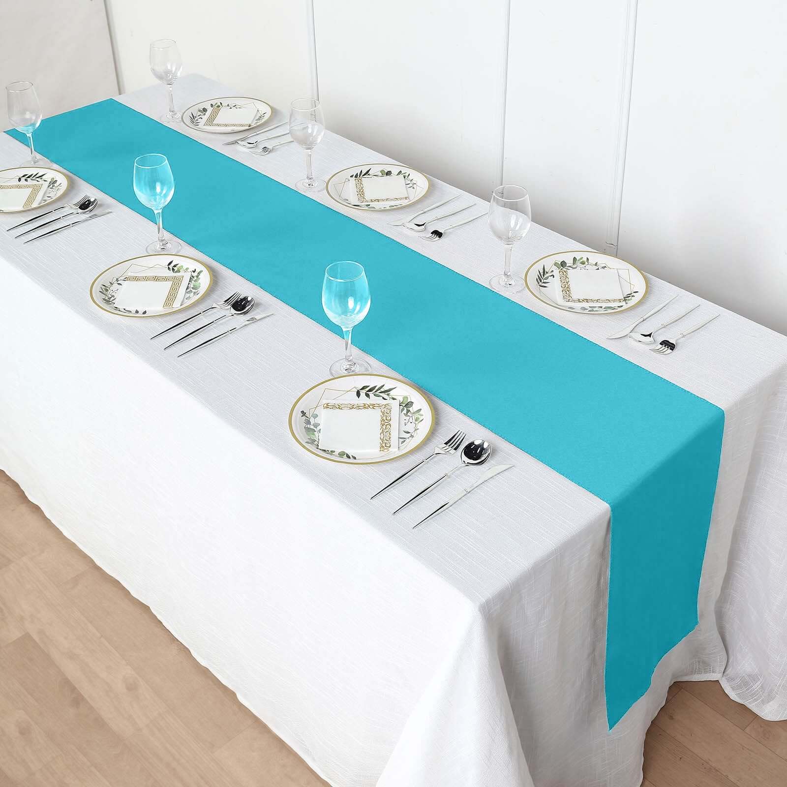 Polyester 12"x108" Table Runner Turquoise - Durable & Wrinkle-Resistant Table Decor