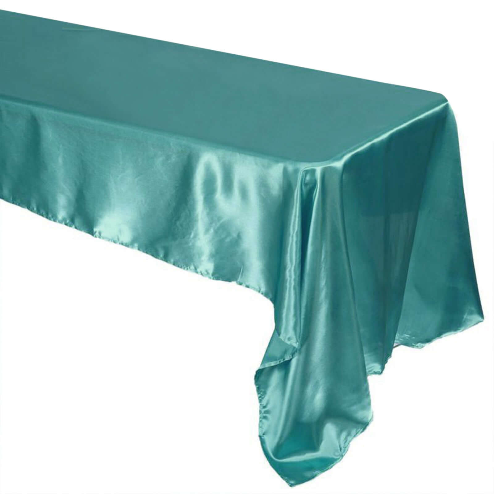 Satin Rectangular 60"x126" Tablecloth Turquoise - Smooth and Lustrous Table Cover