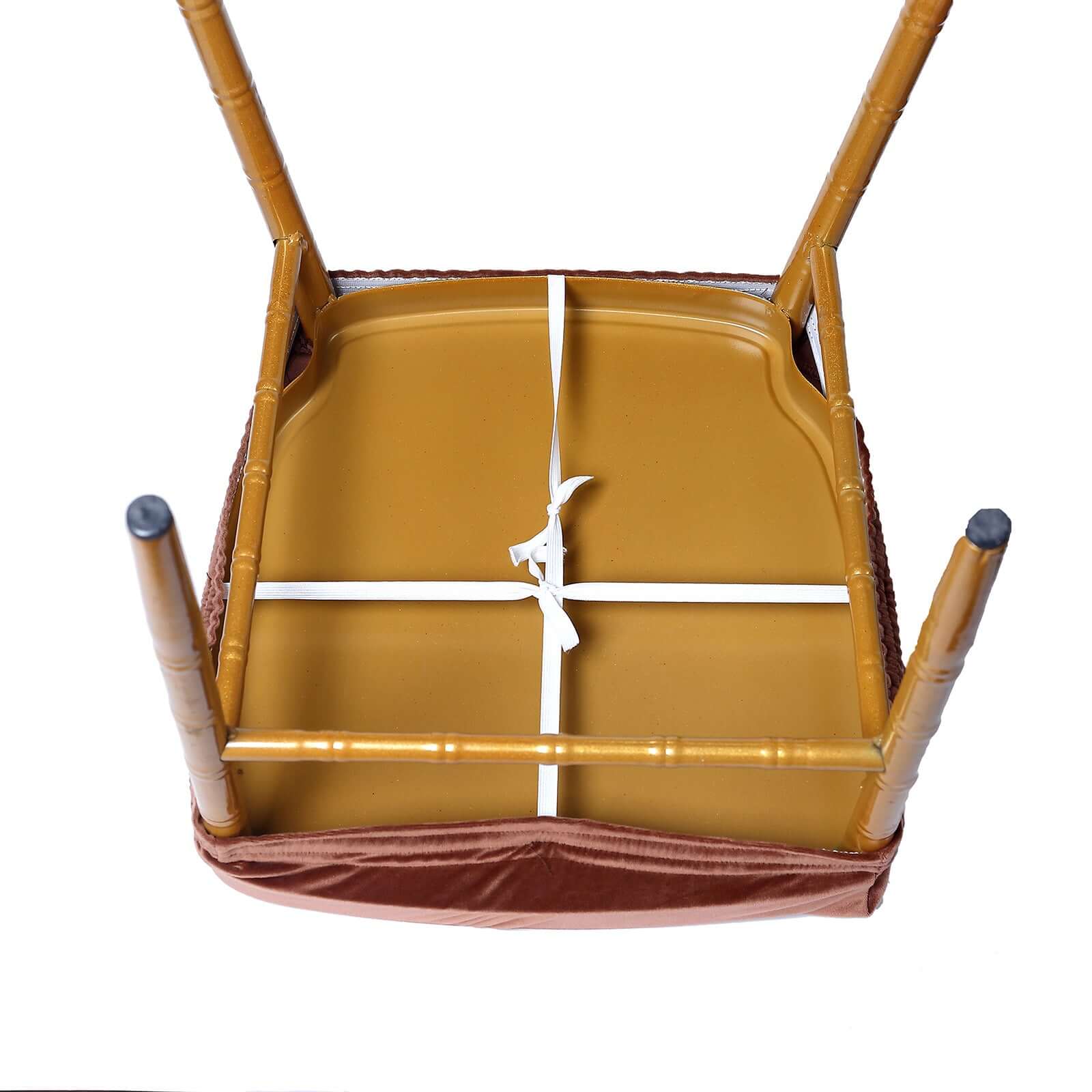 Velvet Chair Cushion Protector Stretch with Tie for Dining Chairs Copper - Durable Cover for Formal Gatherings