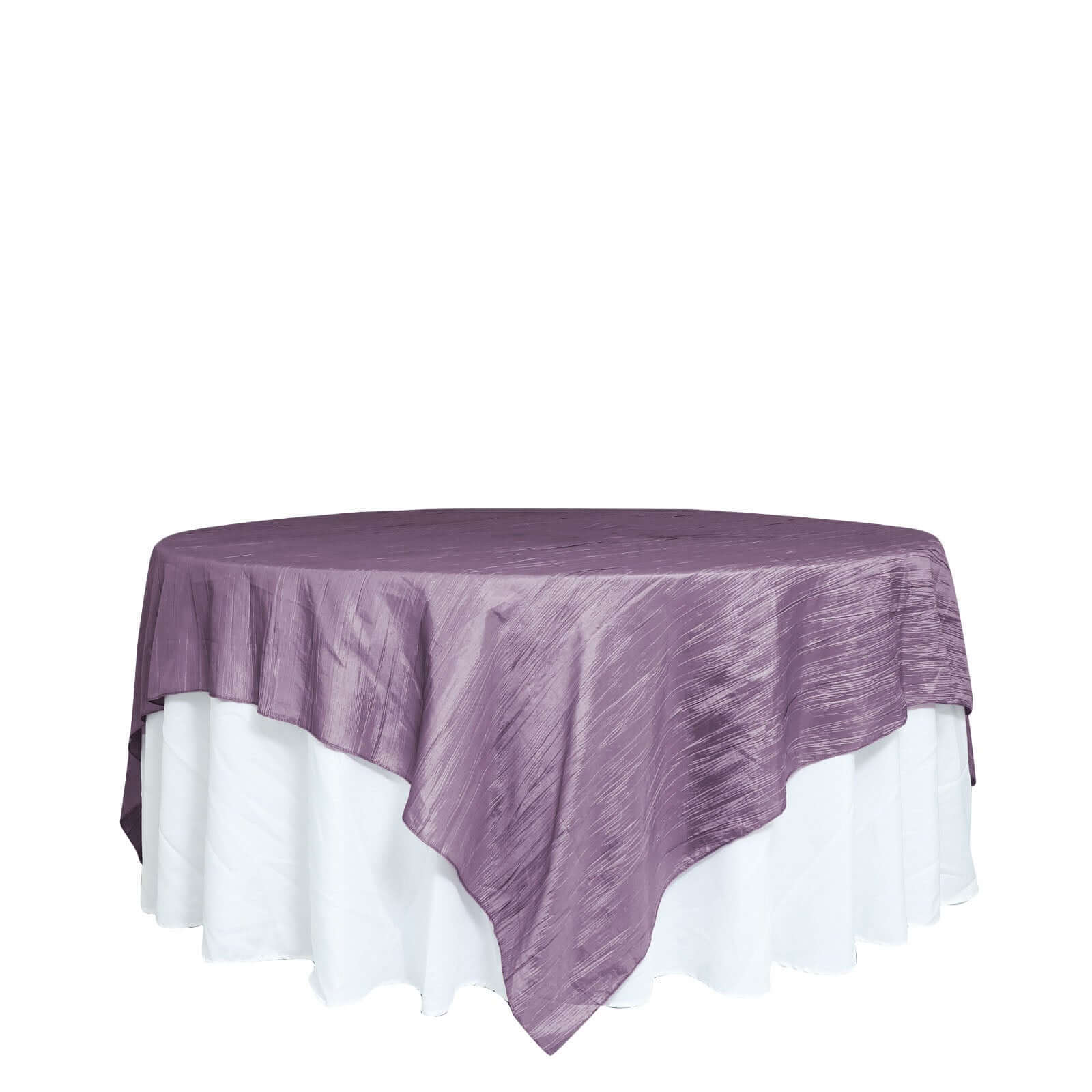 Taffeta 90"x90" Table Overlay Square Tablecloth Violet Amethyst - Accordion Crinkle Table Cover