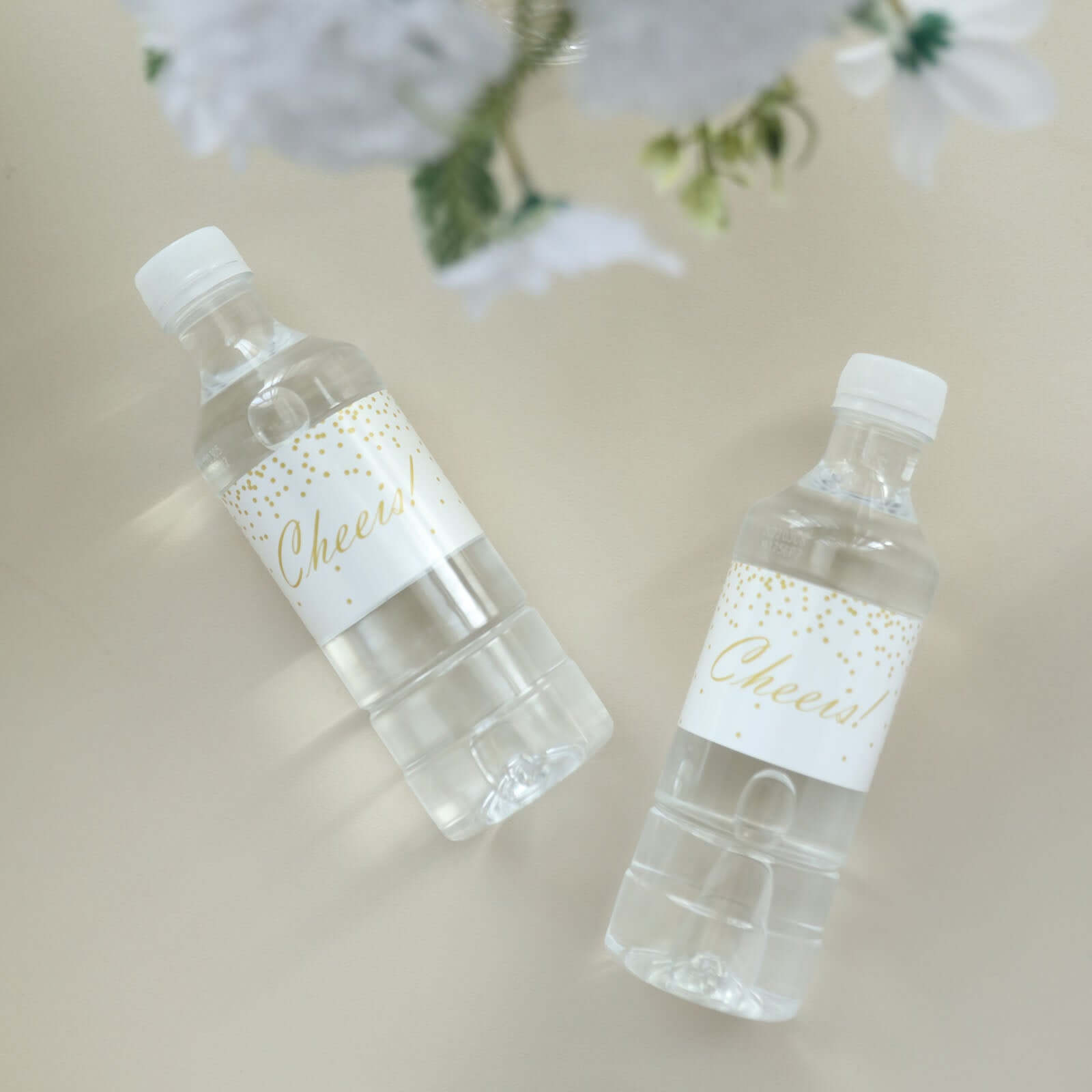 24 Pack White/Gold Water Bottle Labels "Cheers" Wedding Party Waterproof Bottle Stickers