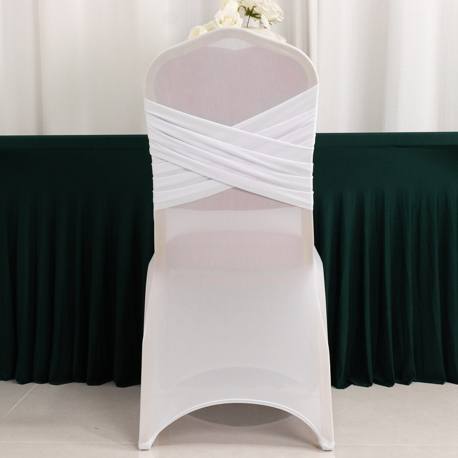 Spandex Chair Cover Madrid Style for Banquet Chairs White - Stylish Stretch 180GSM Fitted Slipcover for Weddings