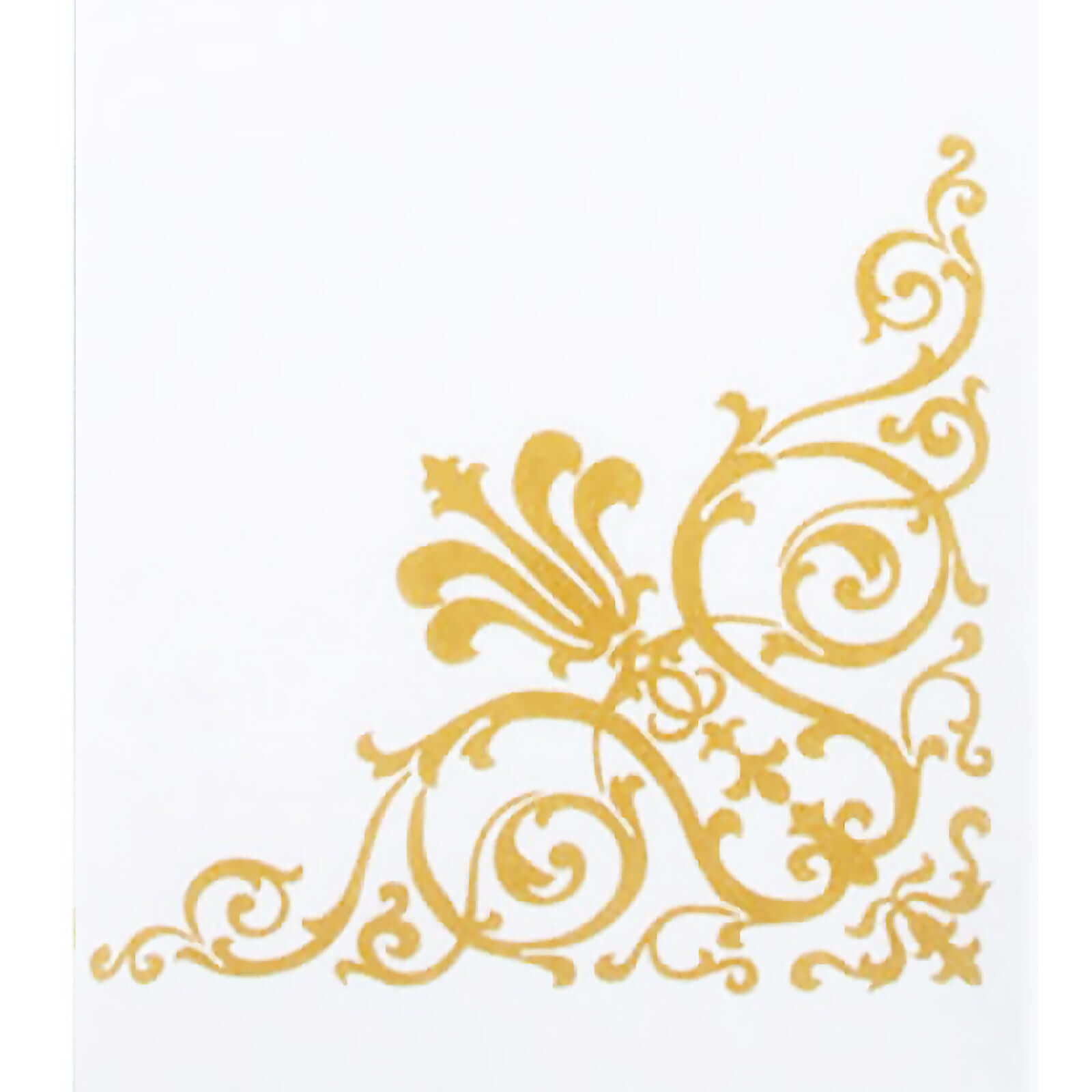 25 Pack White Linen-Feel Dinner Paper Napkins with Gold Fleur Vintage Print, Premium Cloth-Like Airlaid Disposable Napkins, Soft and Absorbent Guest Towels