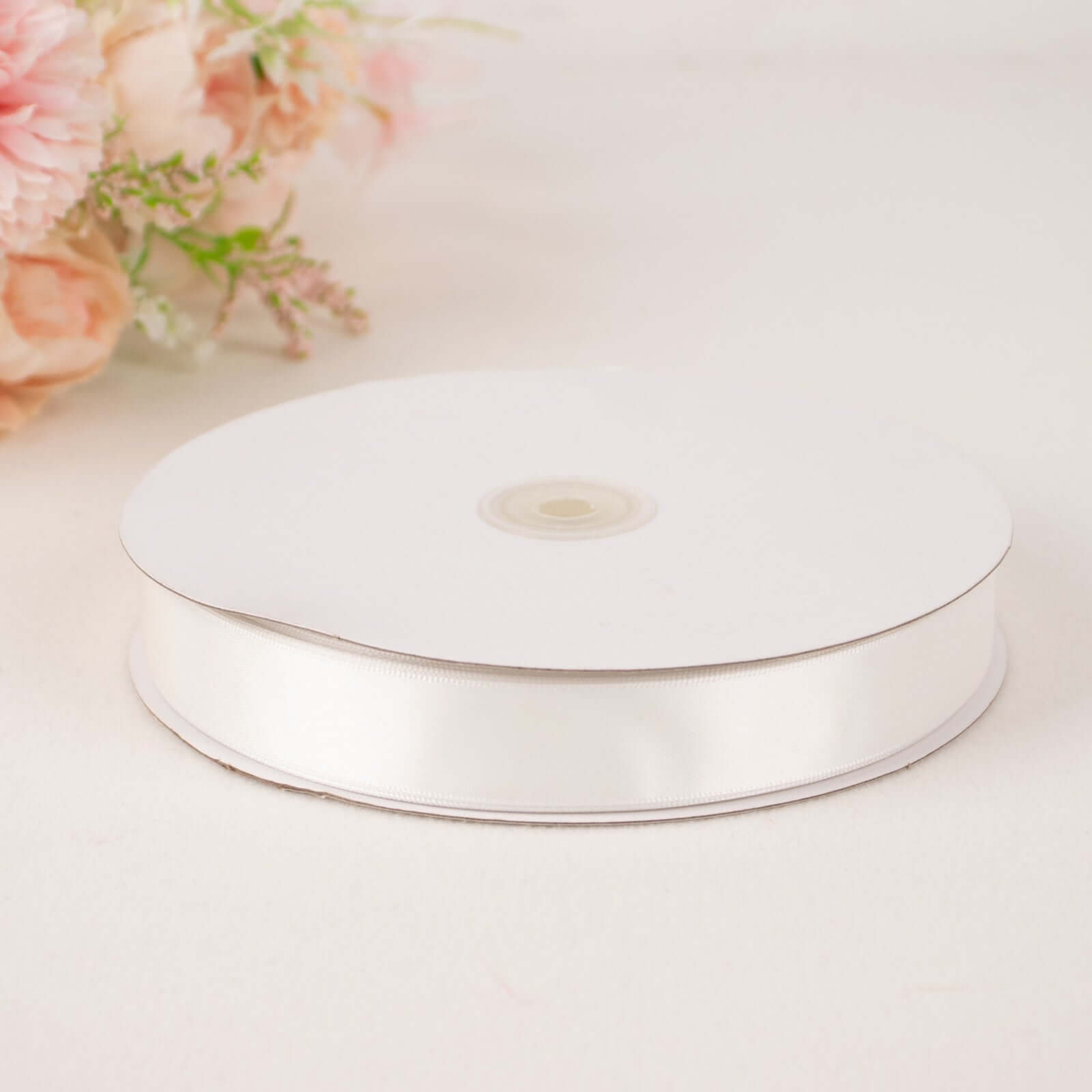100 Yards 7 8" White Single Face Decorative Satin Ribbon