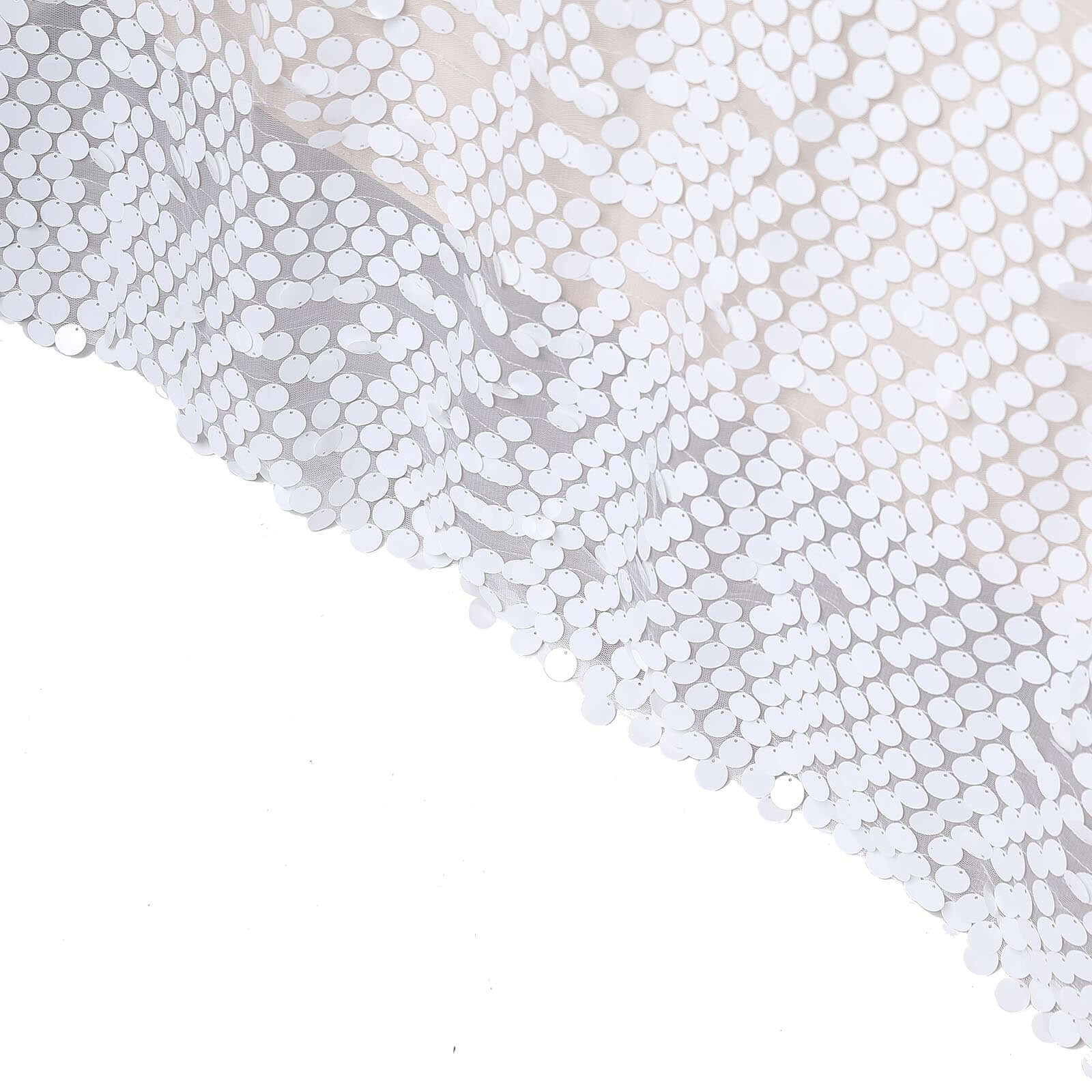 Sequin 90"x156" Rectangle Tablecloth White - Seamless Big Payette Table Cover