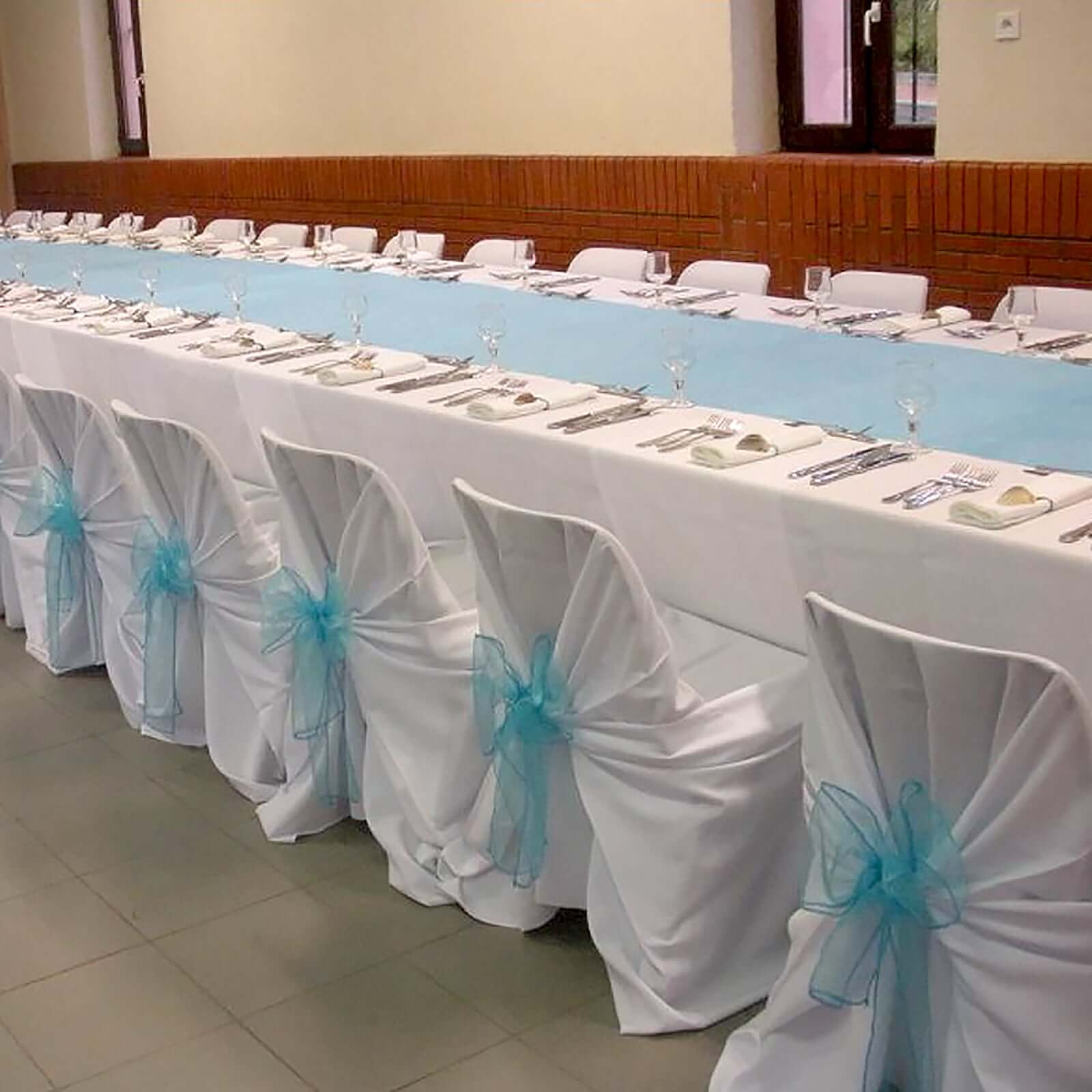 Polyester Chair Cover Self-Tie Universal Design White - Durable Slip-On Cover for Folding, Dining, Banquet & Standard Chairs