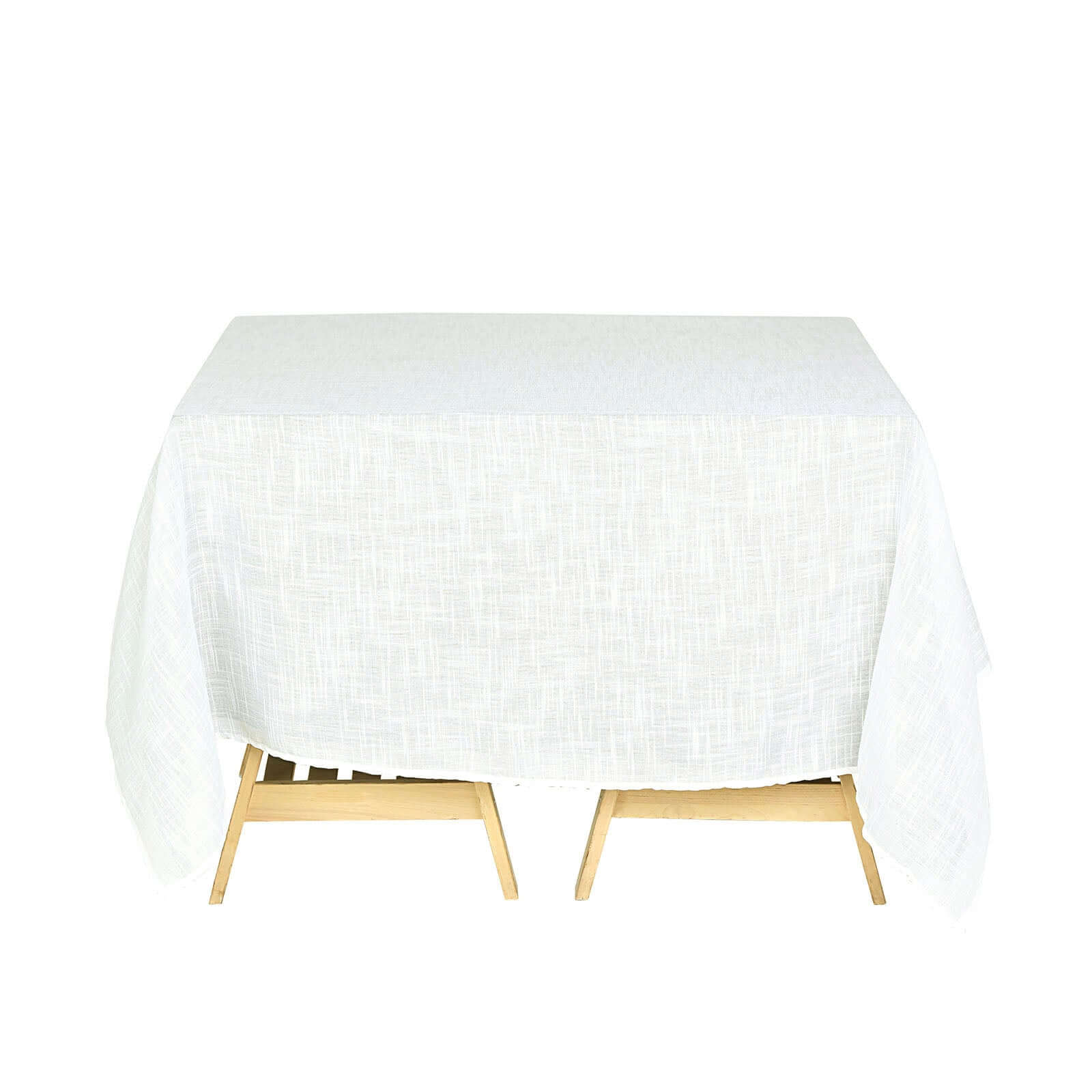 Linen 72"x72" Table Overlay Square Tablecloth White - Slubby Textured Wrinkle-Resistant Design for Stylish Occasions