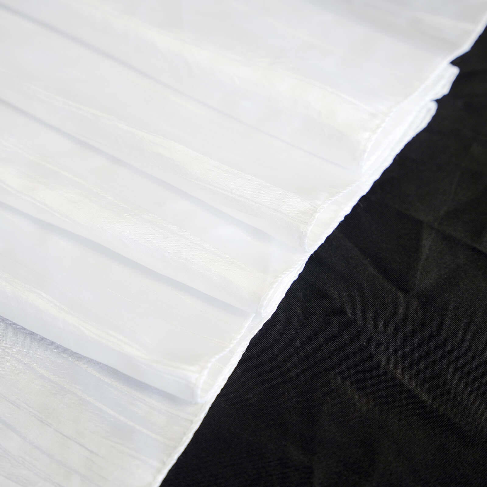 Taffeta 90"x90" Table Overlay Square Tablecloth White - Accordion Crinkle Design for Modern Celebrations