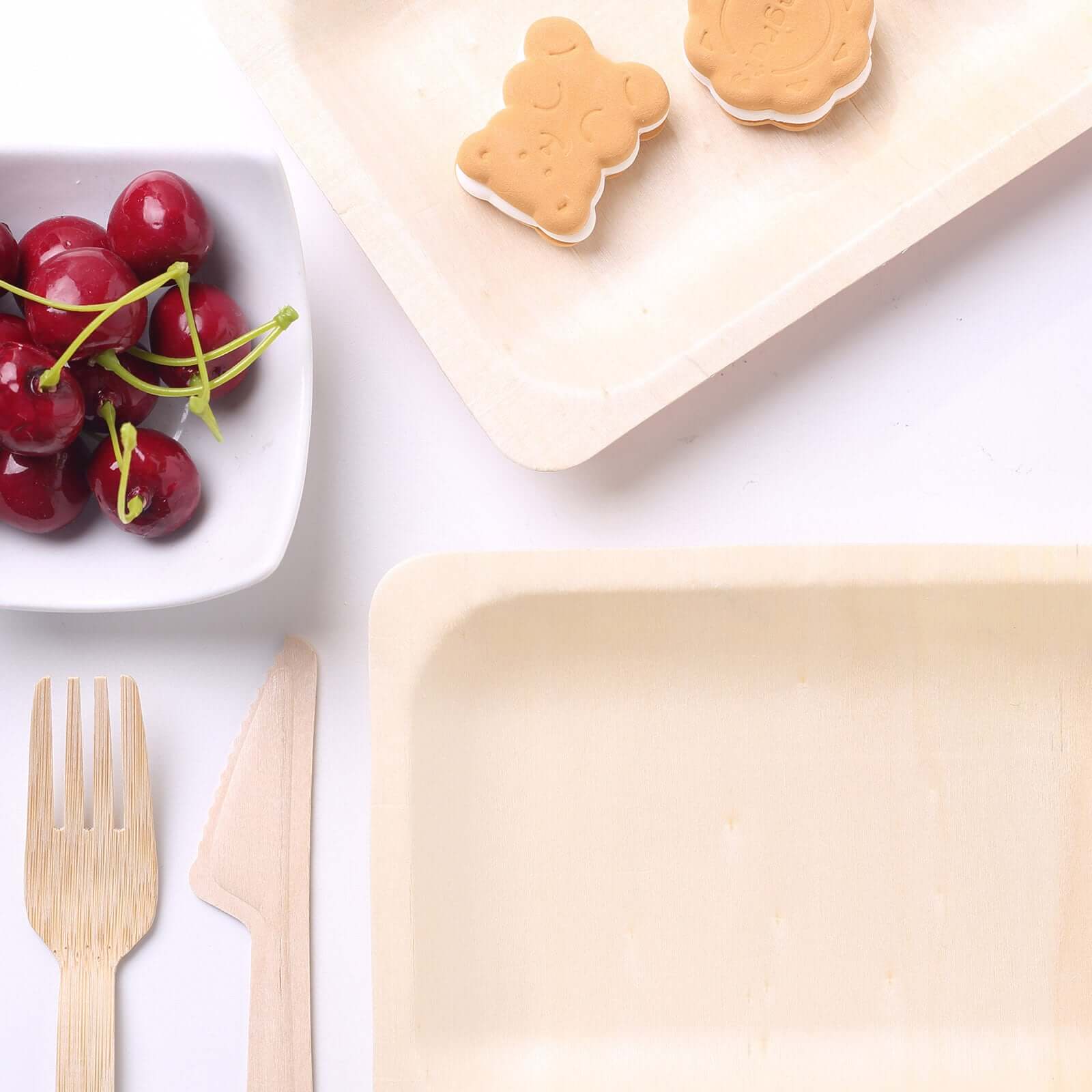 25-Pack Birchwood 5"x8" Rectangle Dessert Serving Plates - Natural Eco Friendly Wooden Disposable Plates for Farmhouse-Style Events, Parties & Gatherings