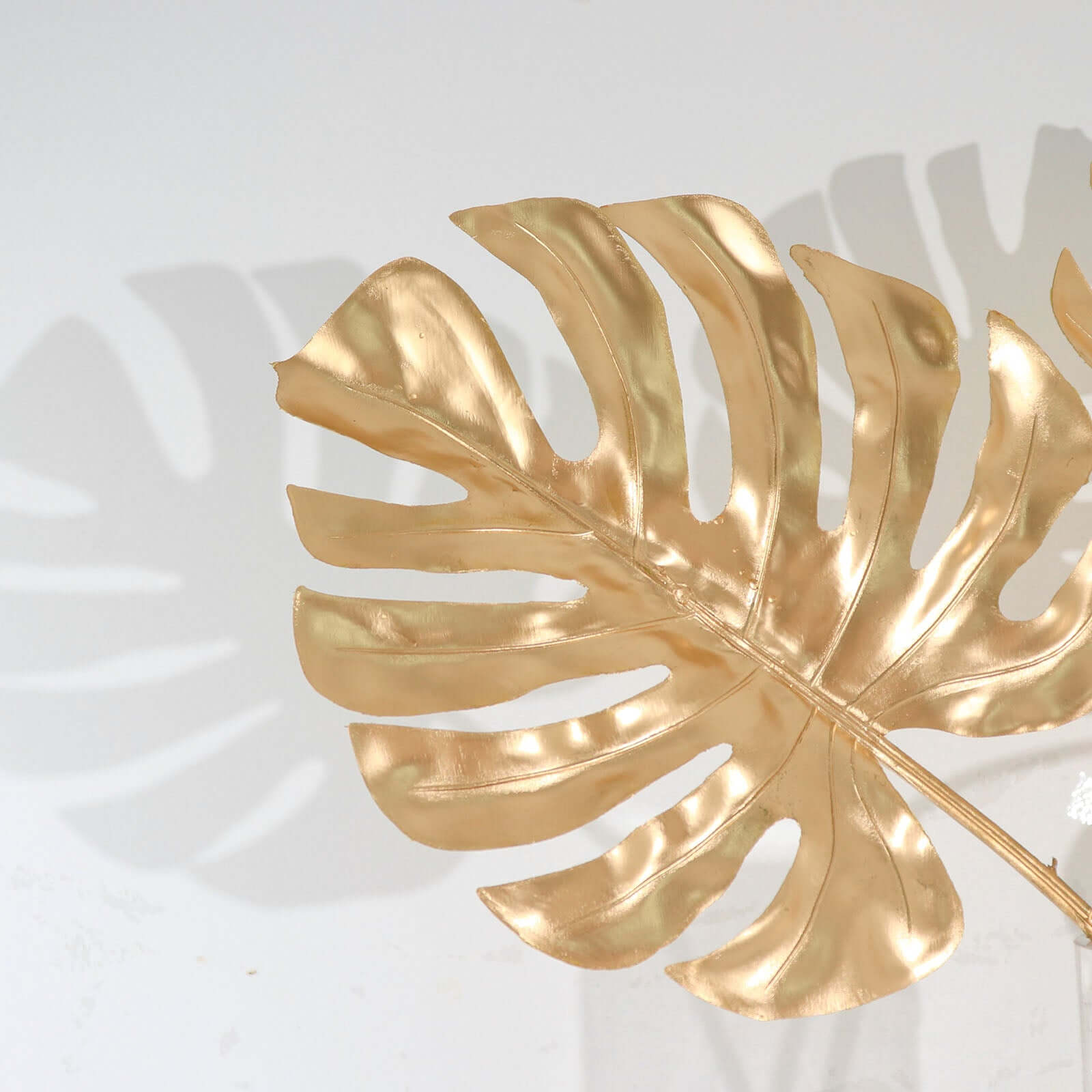 3 Pack 29" Metallic Gold Artificial Monstera Leaf Stems, Faux Palm Leaves, Tropical Floral Arrangements, Faux Plant Vase Filler