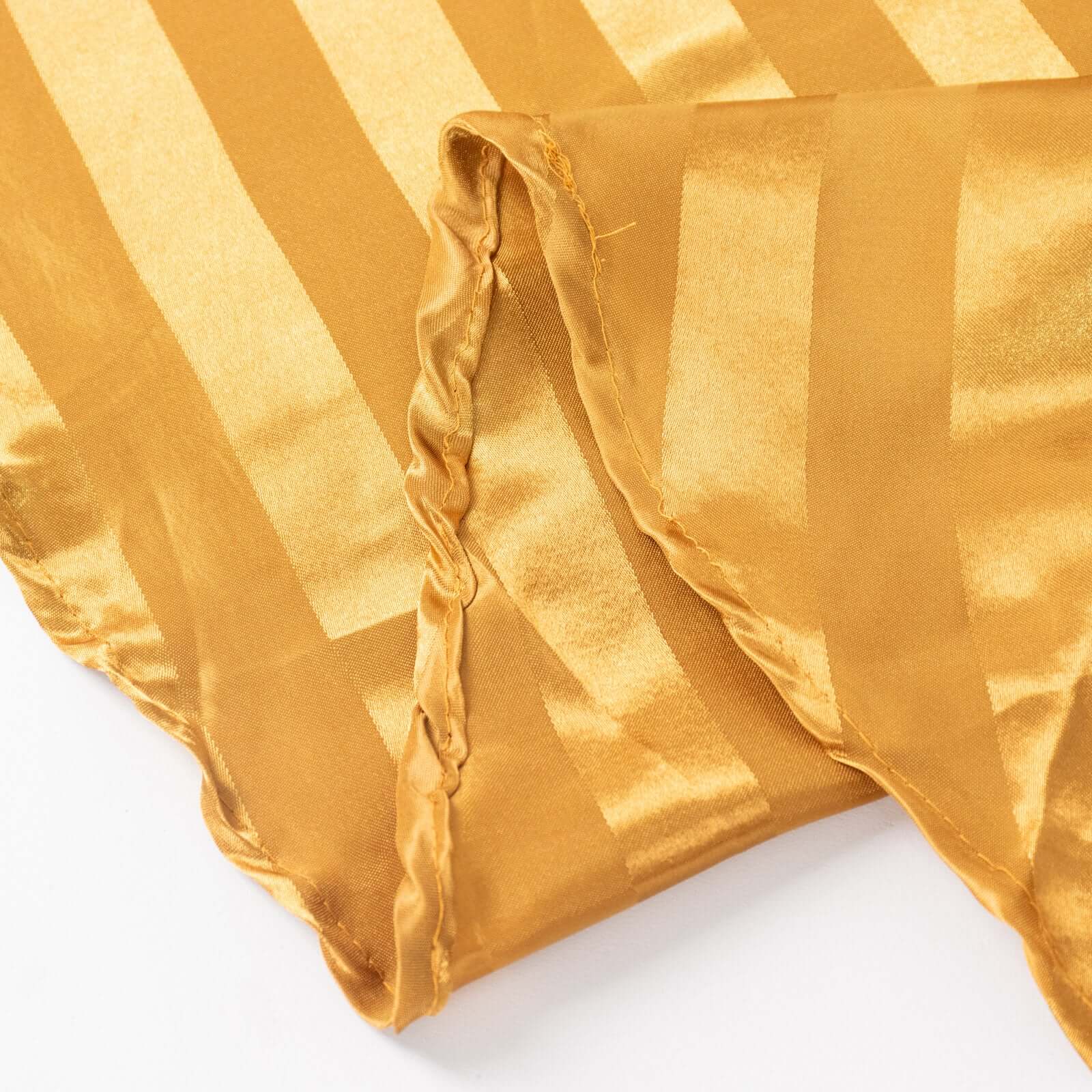 Satin Striped 90"x132" Rectangular Tablecloth Gold Satin Stripe - Seamless Silky Smooth Table Cover