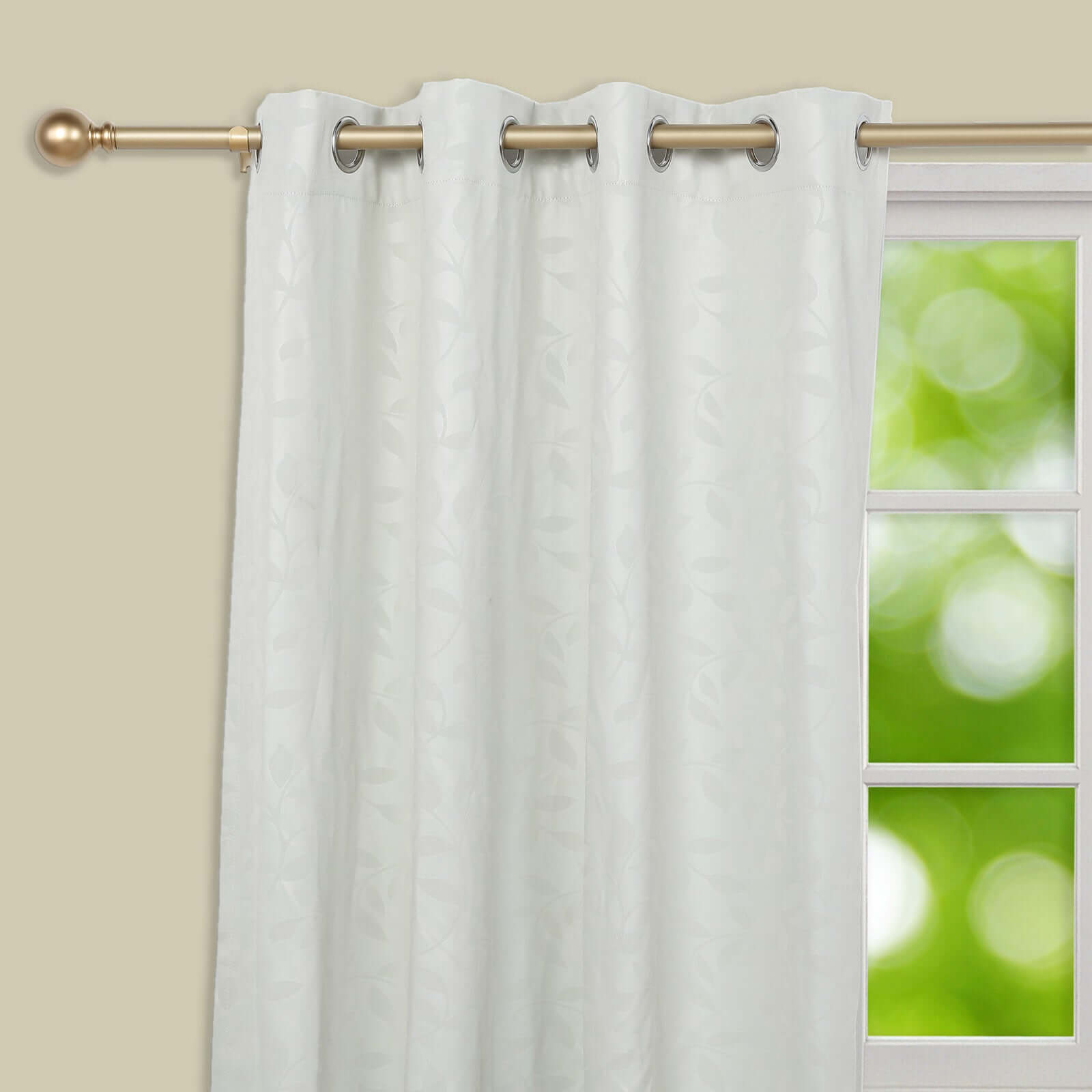 42"-126" Adjustable Curtain Rod Set, Gold, Round Finials