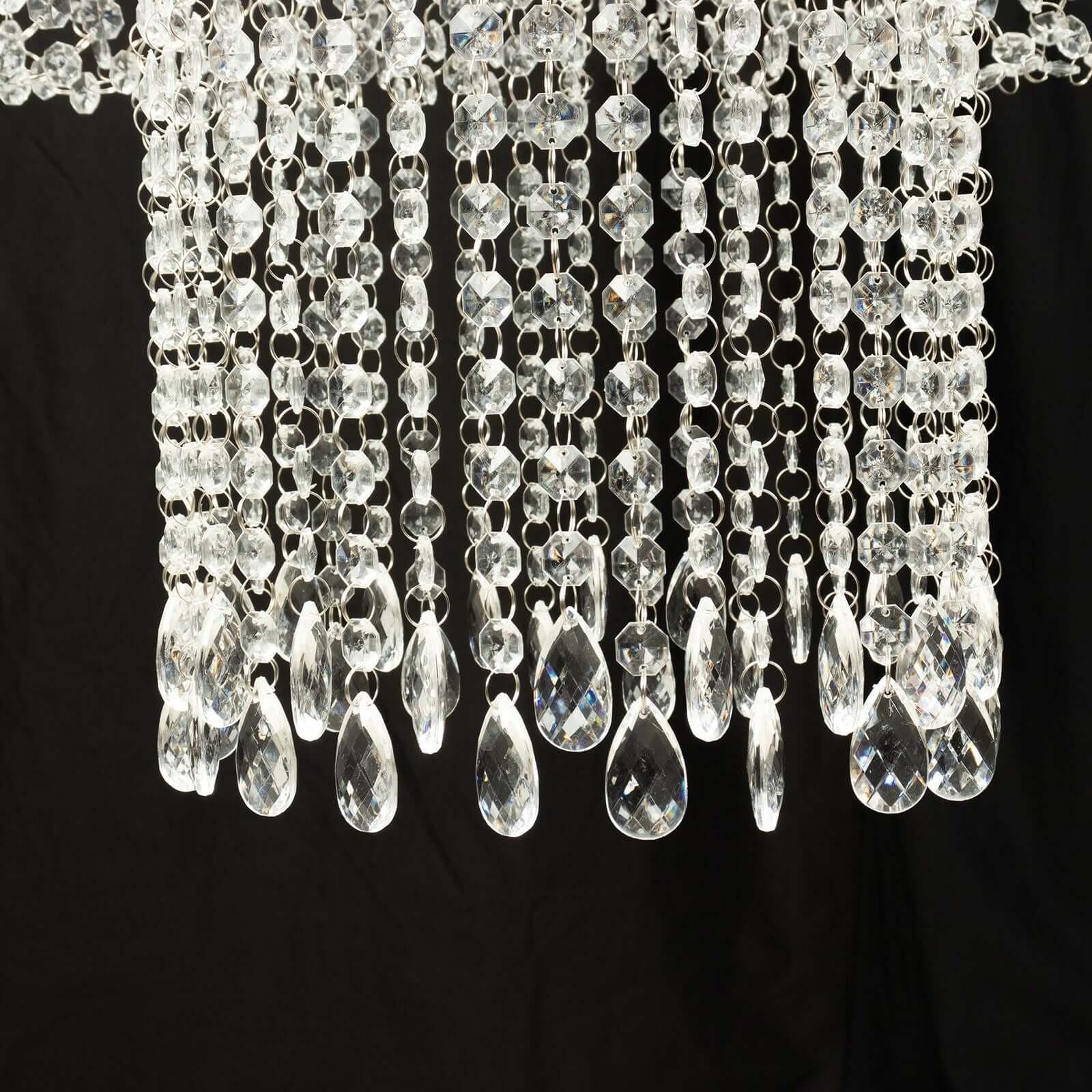 Acrylic Hanging Chandelier Cake Stand with Crystal Drapes - Suspended Round Wedding Cake Swing with 5ft Steel Wire Chains 25"