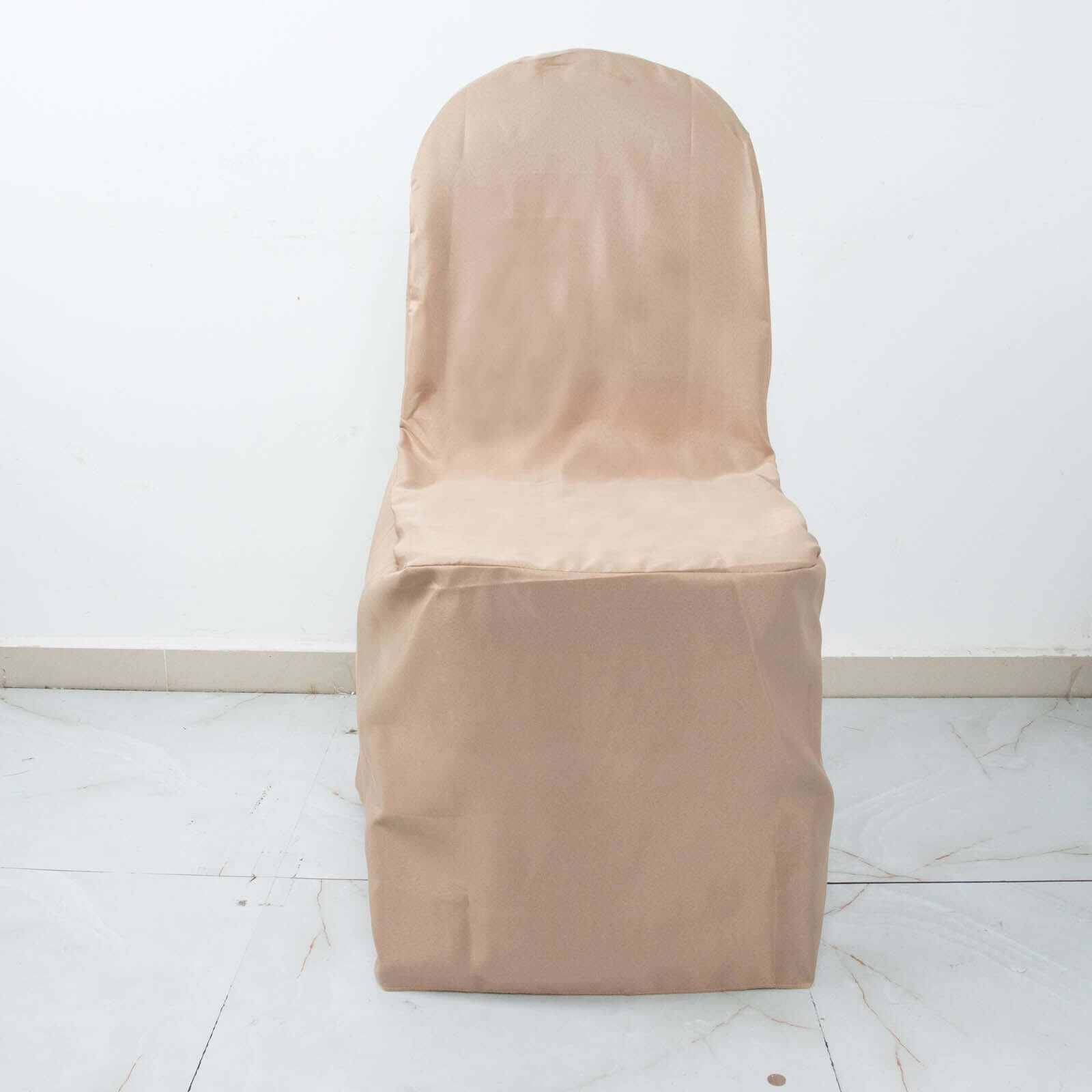 Polyester Slip On Banquet Chair Covers Nude - Stain-Resistant Reusable Durable Fabric