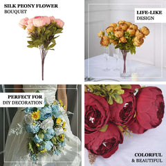 2 Pack 19" Purple Artificial Peony Flower Wedding Bouquets, Faux Silk Flower Arrangements