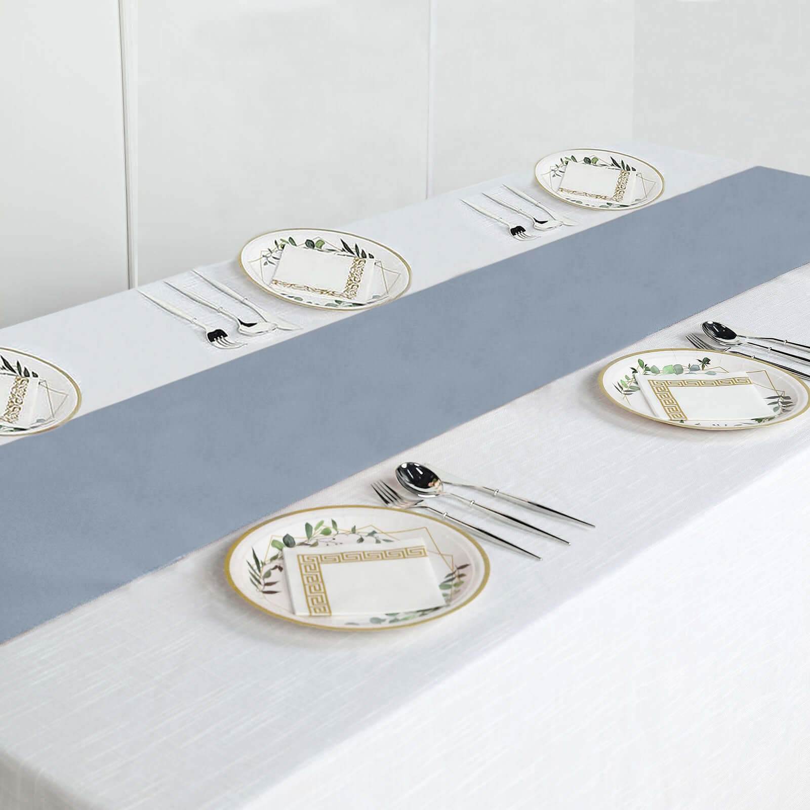 Polyester 12"x108" Table Runner Dusty Blue - Durable & Wrinkle-Resistant Table Decor