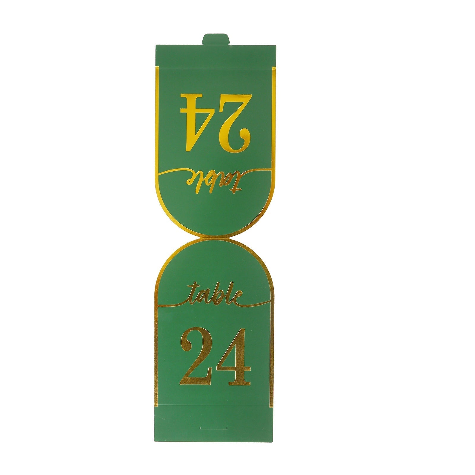 25-Pack Paper Wedding Table Numbers 1-25 Hunter Emerald Green Arch Cutout Design - Sleek & Modern Free Standing Double Sided Table Tent Cards with Metallic Gold Foil Numbers 7"