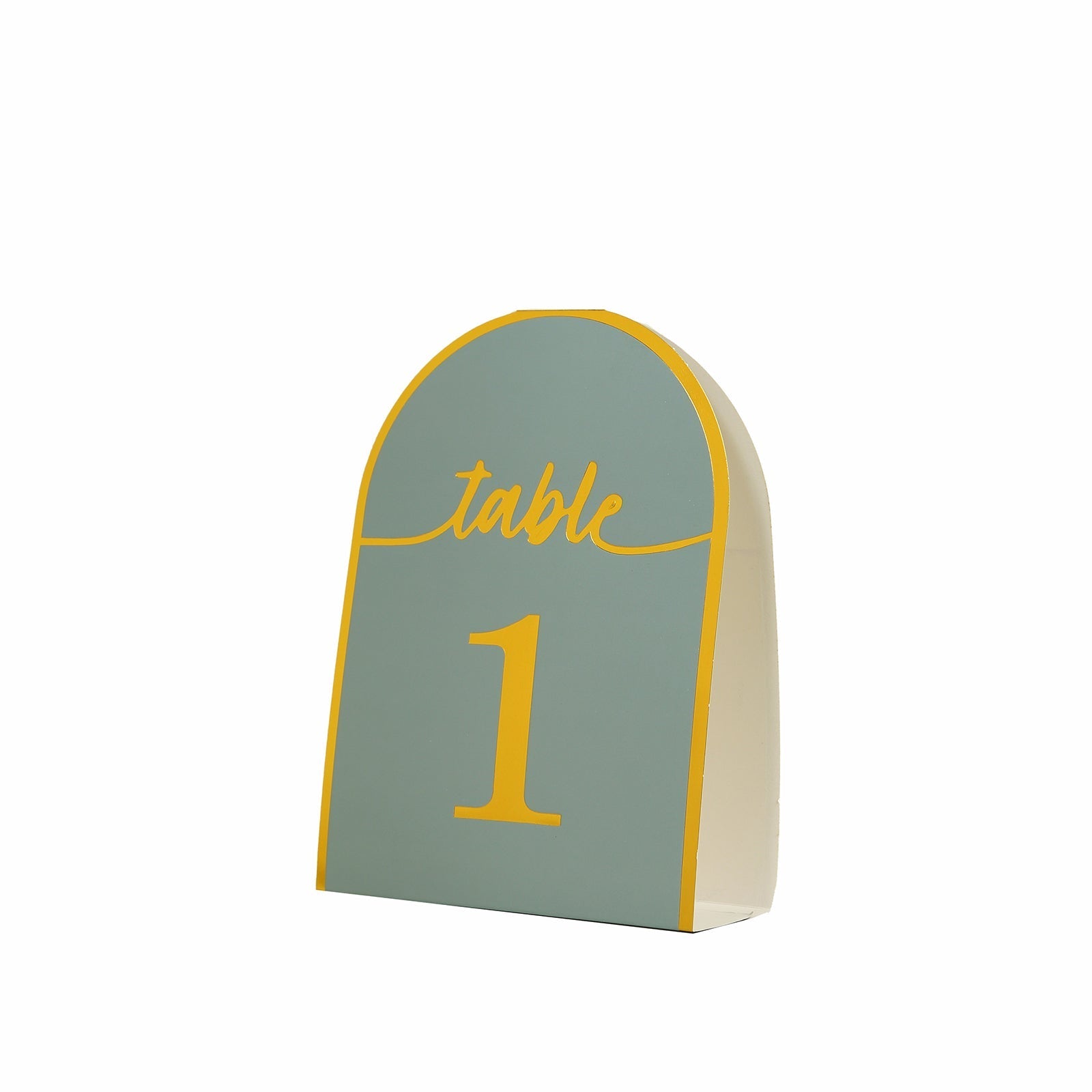 25-Pack Paper Wedding Table Numbers 1-25 Dusty Blue Arch Cutout Design - Sleek & Modern Free Standing Double Sided Table Tent Cards with Metallic Gold Foil Numbers 7"
