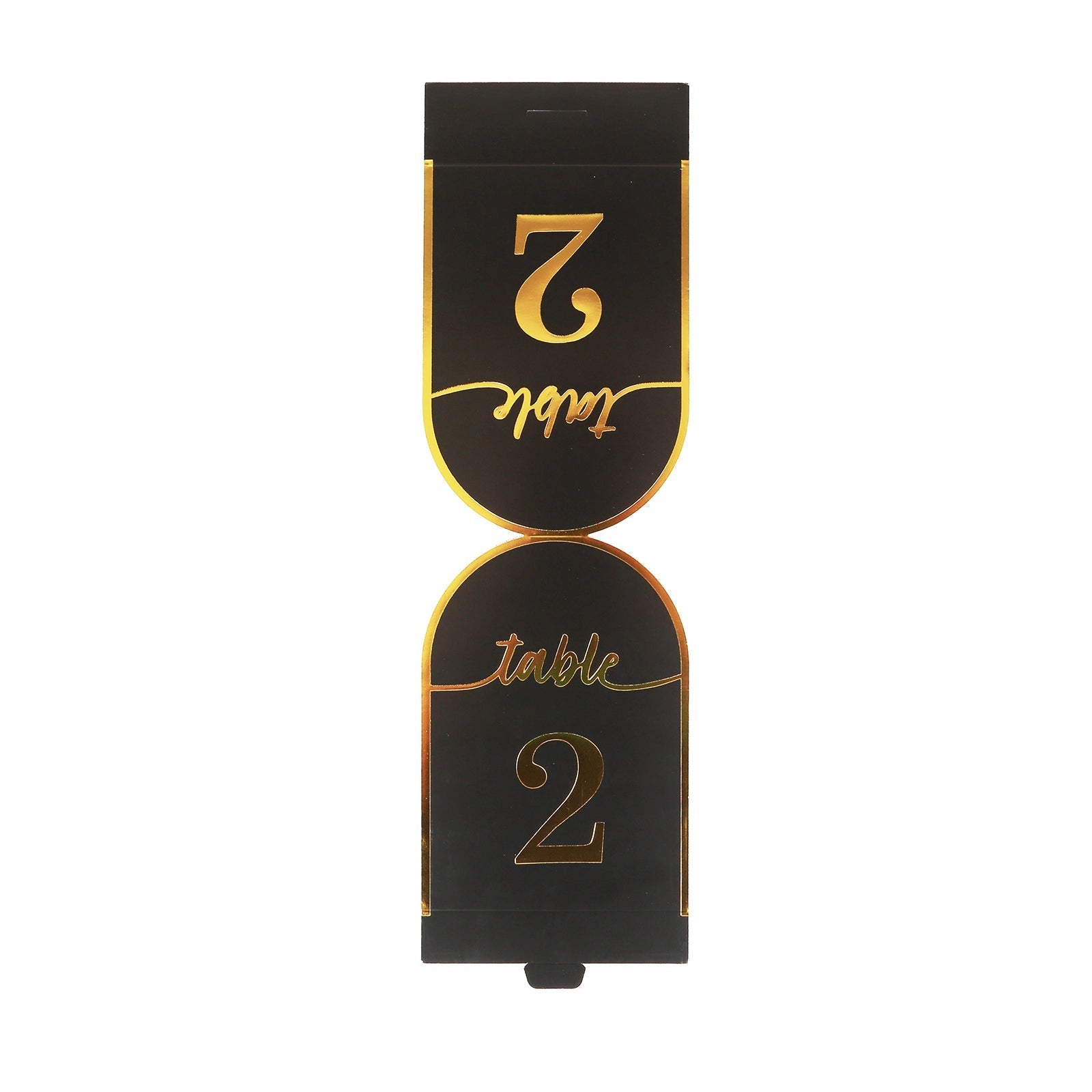 25-Pack Paper Wedding Table Numbers 1-25 Black Arch Cutout Design - Sleek & Modern Free Standing Double Sided Table Tent Cards with Metallic Gold Foil Numbers 7"