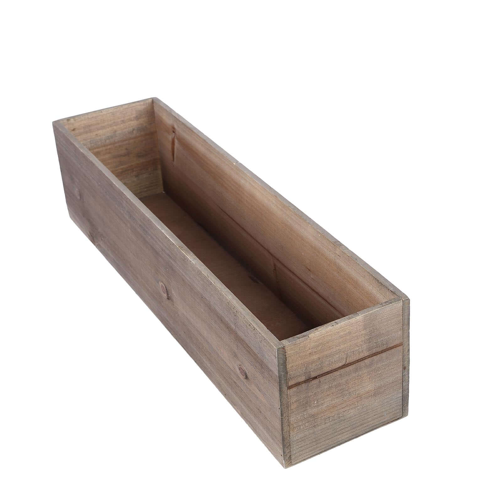 Natural Wood Planter Rectangular Box 24"x6"- Natural Decor with Removable Plastic Liner for Tables