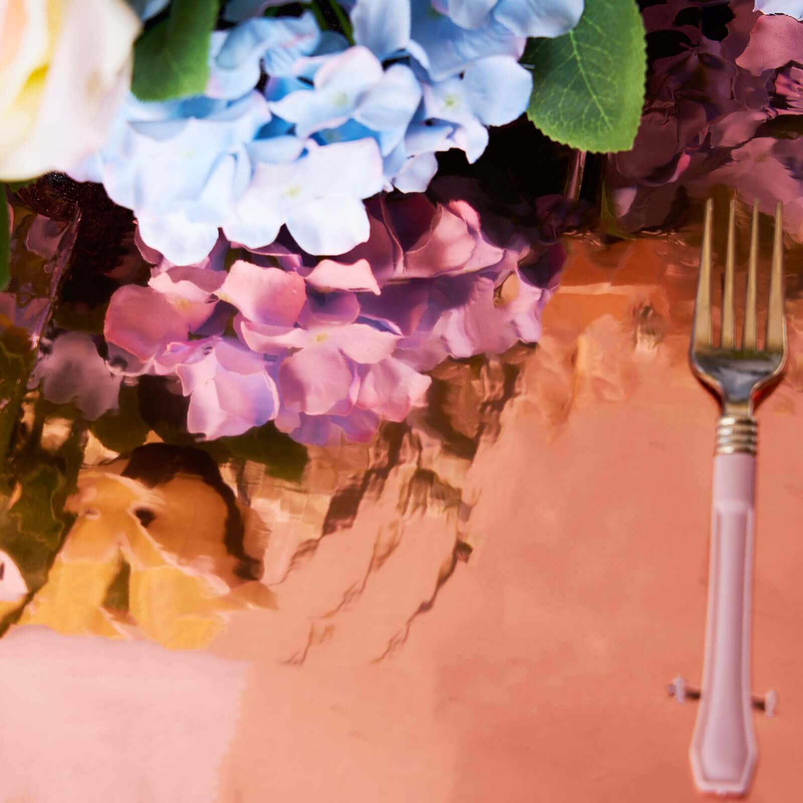 Metallic Foil Tablecloth Rectangle Rose Gold - Decorative Disposable Table Cover 40"x90"