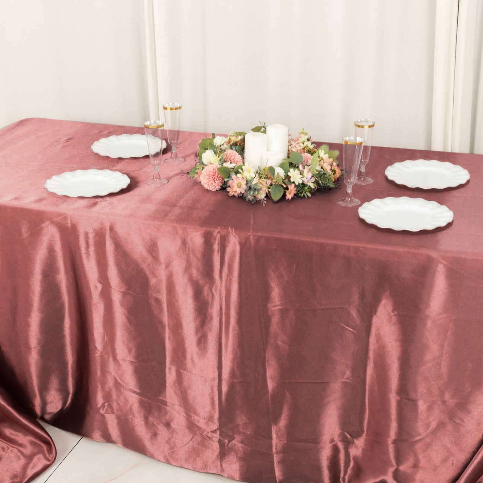 Satin Rectangular 90"x156" Tablecloth Cinnamon Rose - Seamless Table Cover