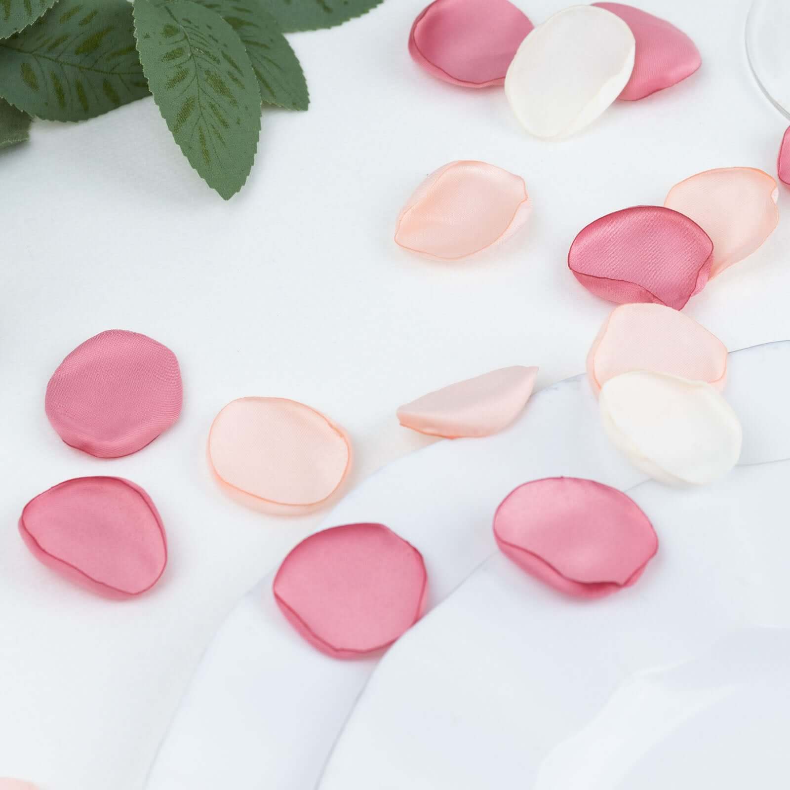 400-Pack Rose Petals Life-Like Flower Confetti Blush Mix Matte Silk Round - Decorative Event Table Scatters 2"