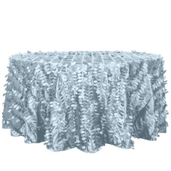 Taffeta 120" Round Tablecloth Dusty Blue | 3D Leaf Petal Design Seamless Table Cover