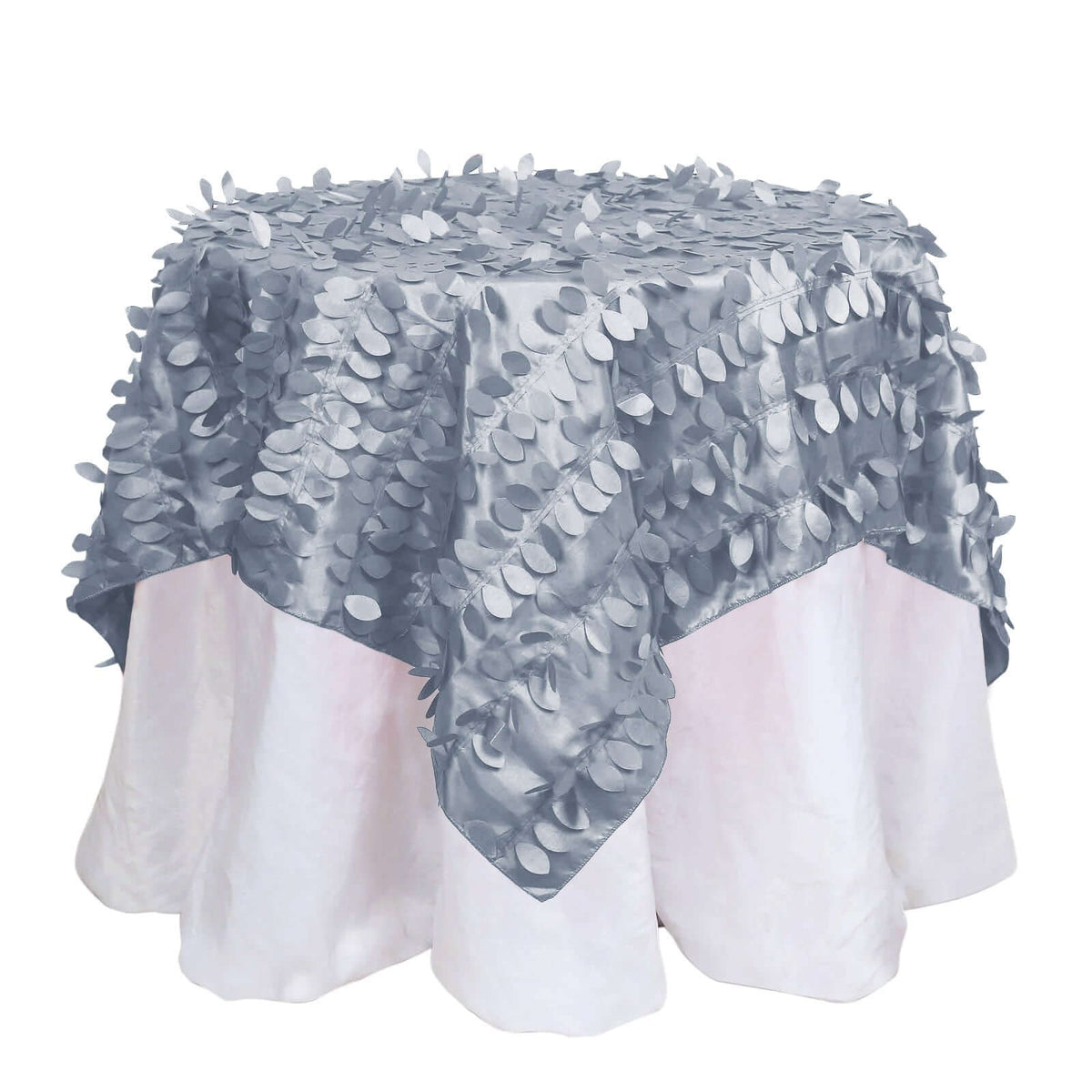 Taffeta 54"x54" Table Overlay Square Tablecloth Dusty Blue 3D Leaf Petal Table Cover