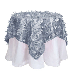 Taffeta 54"x54" Table Overlay Square Tablecloth Dusty Blue 3D Leaf Petal Table Cover