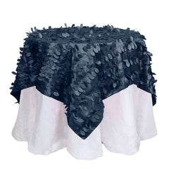 Taffeta 54"x54" Table Overlay Square Tablecloth Navy Blue 3D Leaf Petal Table Cover