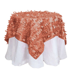 Taffeta 54"x54" Table Overlay Square Tablecloth Terracotta 3D Leaf Petal Table Cover
