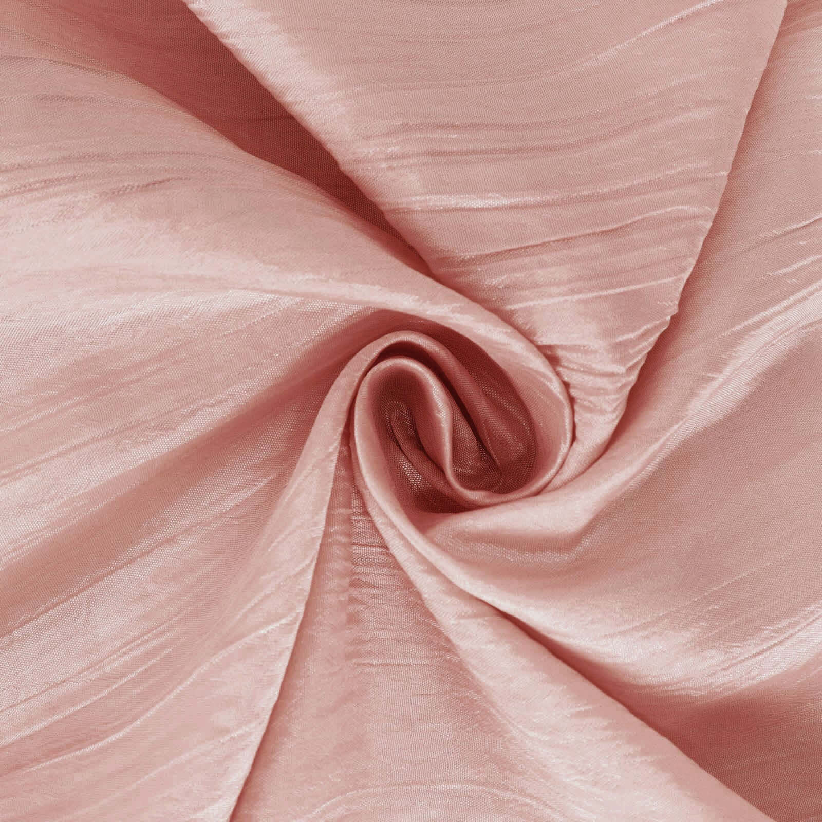 Taffeta 132" Round Tablecloth Dusty Rose - Seamless Accordion Crinkle Table Cover
