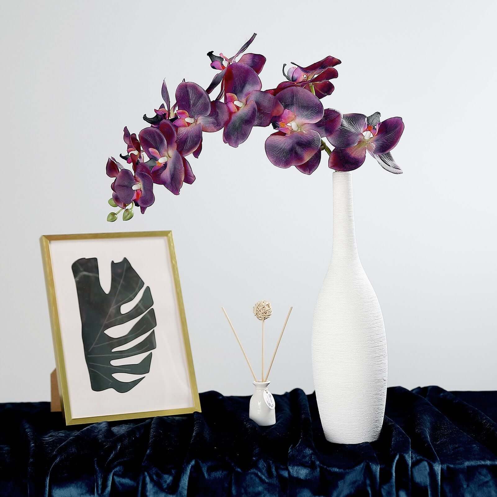 2 Stems 40" Tall Eggplant Artificial Silk Orchid Flower Bouquets