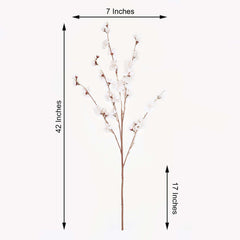 2 Branches 42" Tall Ivory Artificial Silk Carnation Flower Stems