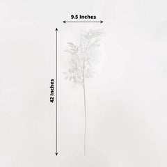 2 Bushes 42" Tall White Artificial Silk Beech Leaf Branches, Faux Plant Stem Vase Fillers