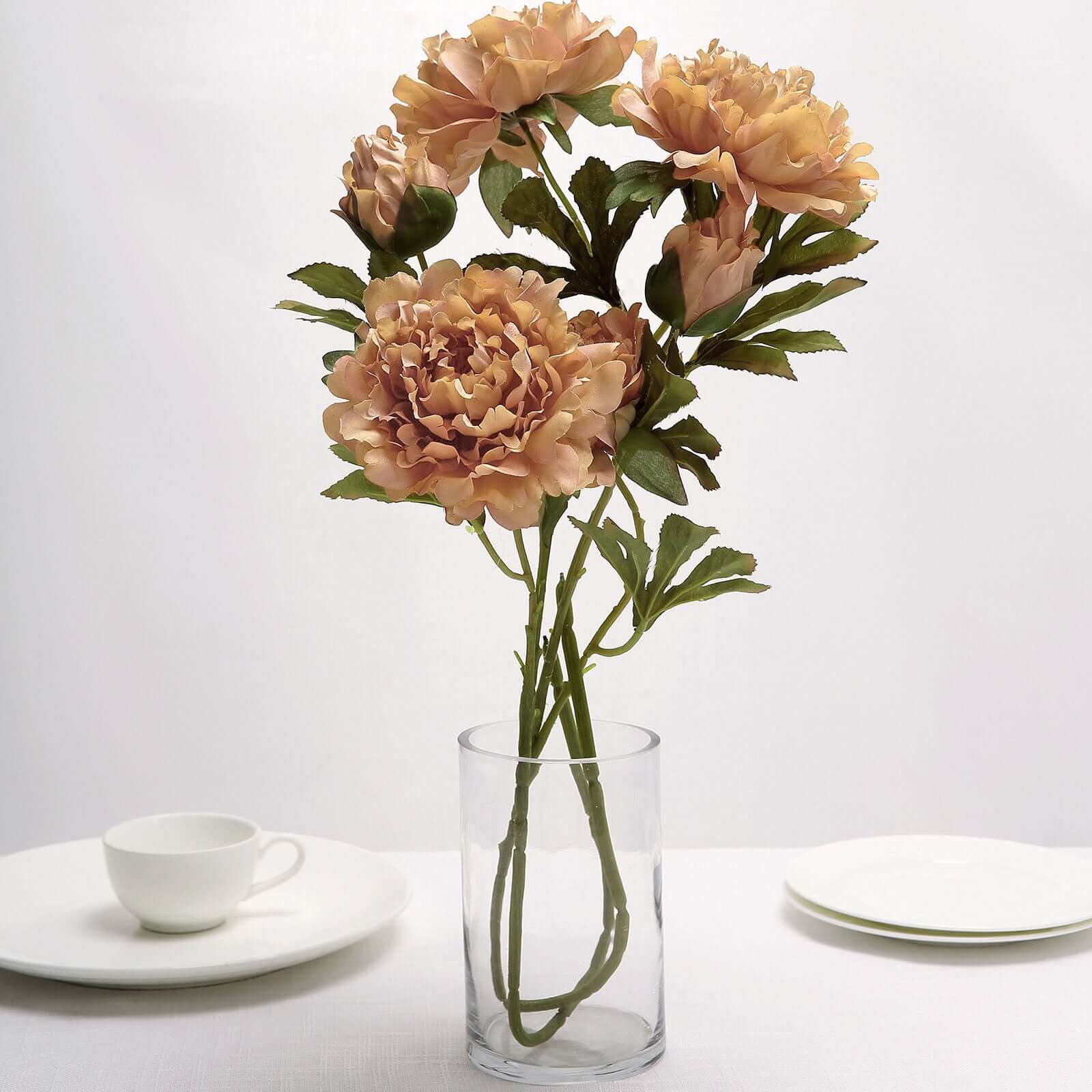 2 Bushes 29" Tall Dusty Rose Artificial Silk Peony Flower Bouquets