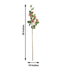 2 Stems 38" Tall Dusty Rose Artificial Silk Rose Flower Bouquet Bush