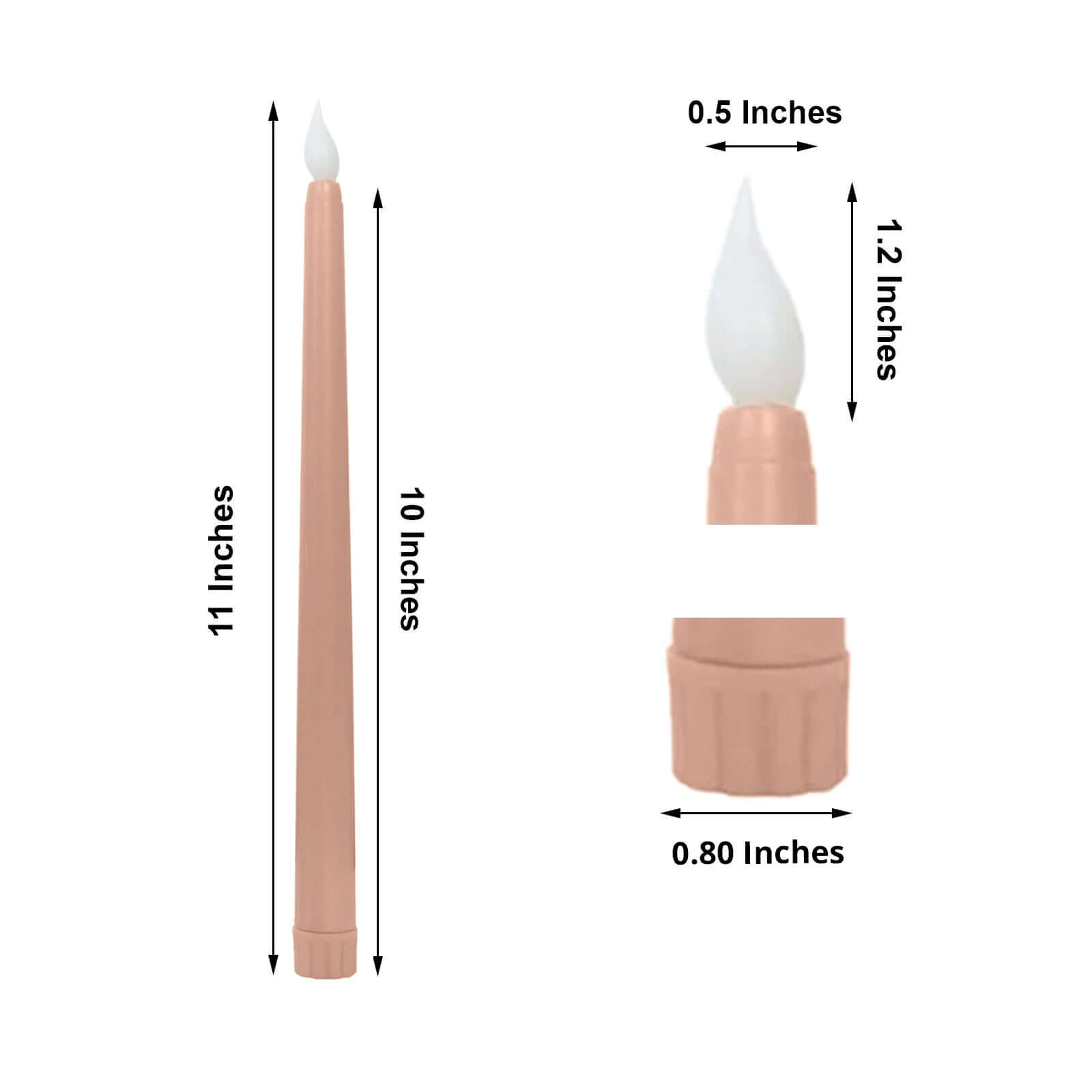 8-Pack LED Flickering Lighting Mixed Natural - Flameless Battery Operated Taper Candles 11"