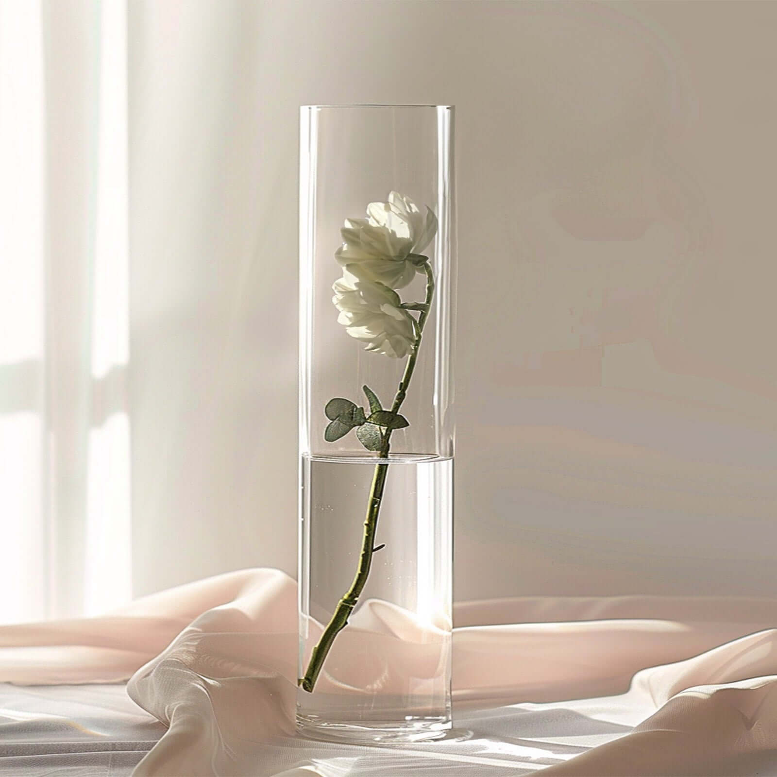2-Pack Glass Flower Vases Cylinder Design Heavy Duty Clear - Stylish Centerpieces for Weddings 28"