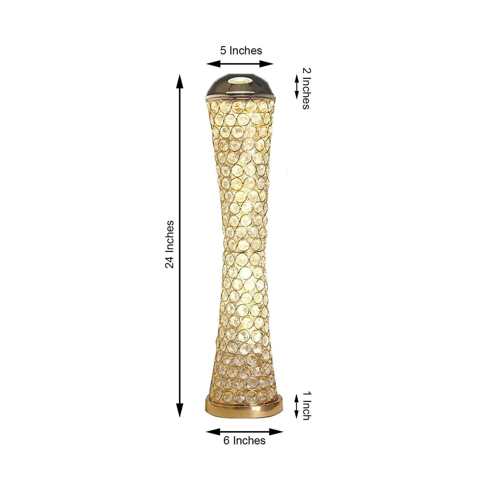 Metal Hurricane Floral Vase Centerpiece Metallic Gold with Crystal Beaded Design - Table Decorative Stand 24"