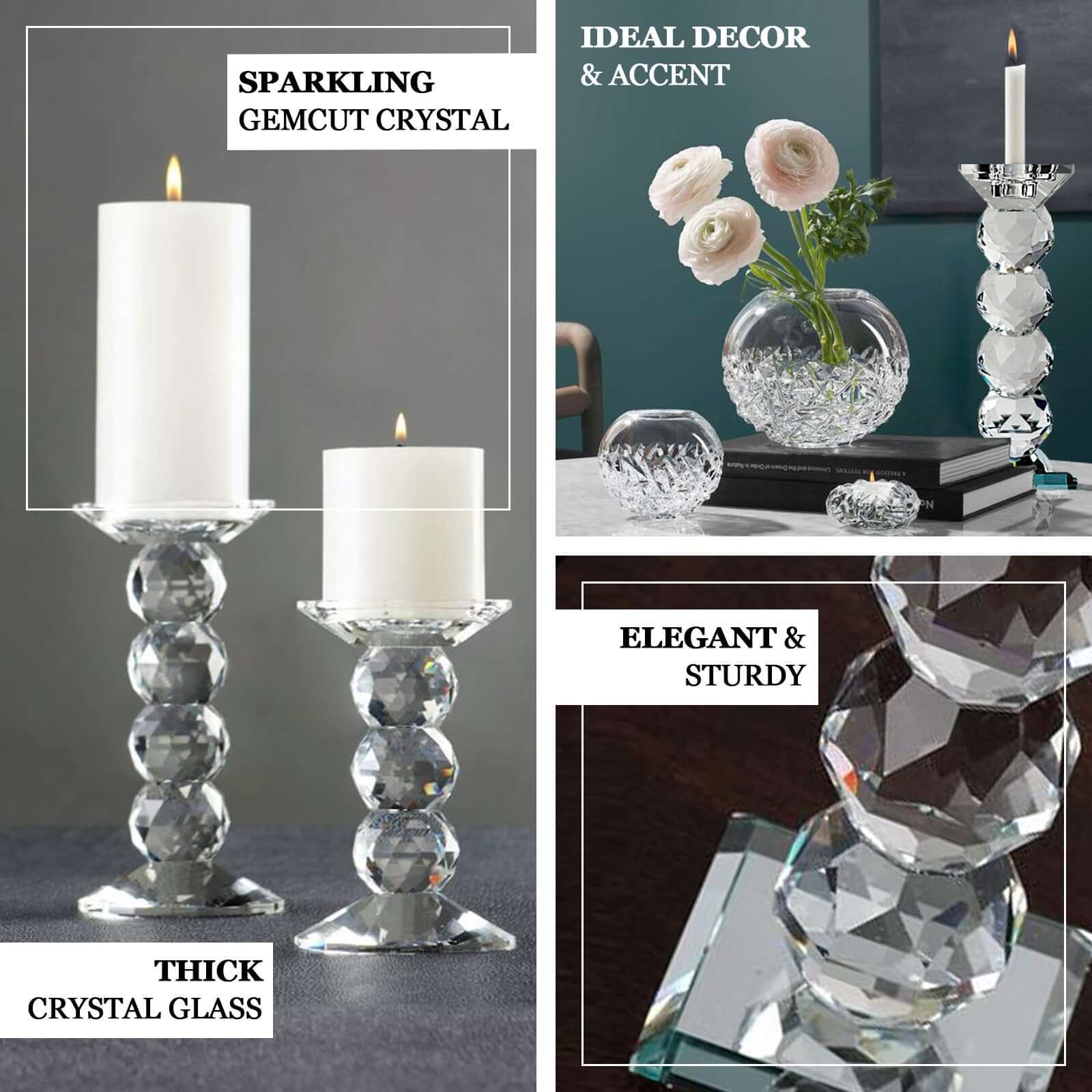 Gemcut Crystal Glass Votive Candle Holder Stand, Decorative Candle Display Piece 7" Tall