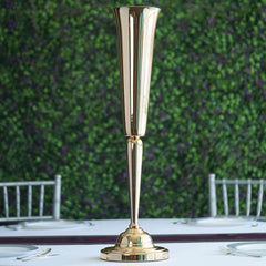 2 Pack 29" Gold Metal Trumpet Vases Set, Tall Floral Vase for Flower Arrangements & Table Centerpieces