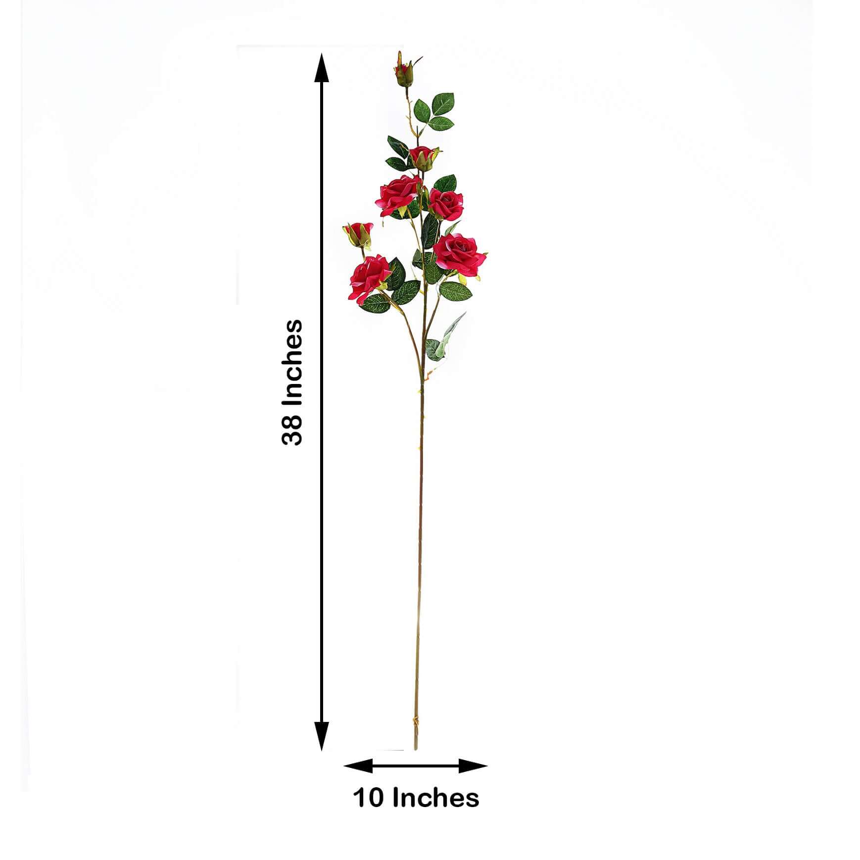 2 Stems 38" Tall Fuchsia Artificial Silk Rose Flower Bouquet Bushes